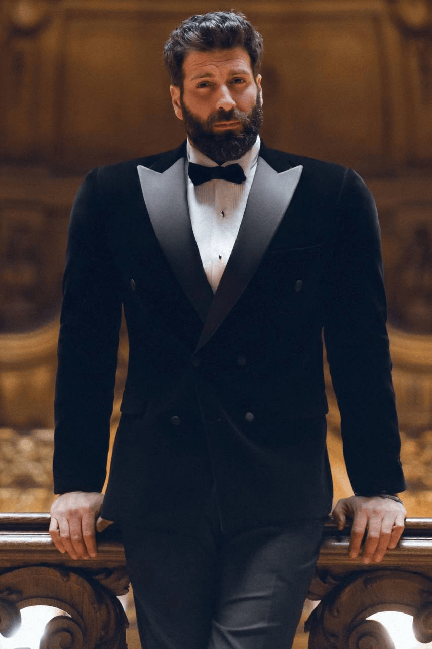 ceehuteey Men's 2 Pieces Double Breasted tall handsome suit formal evening dress banquet suit set (Blazer+Pants)