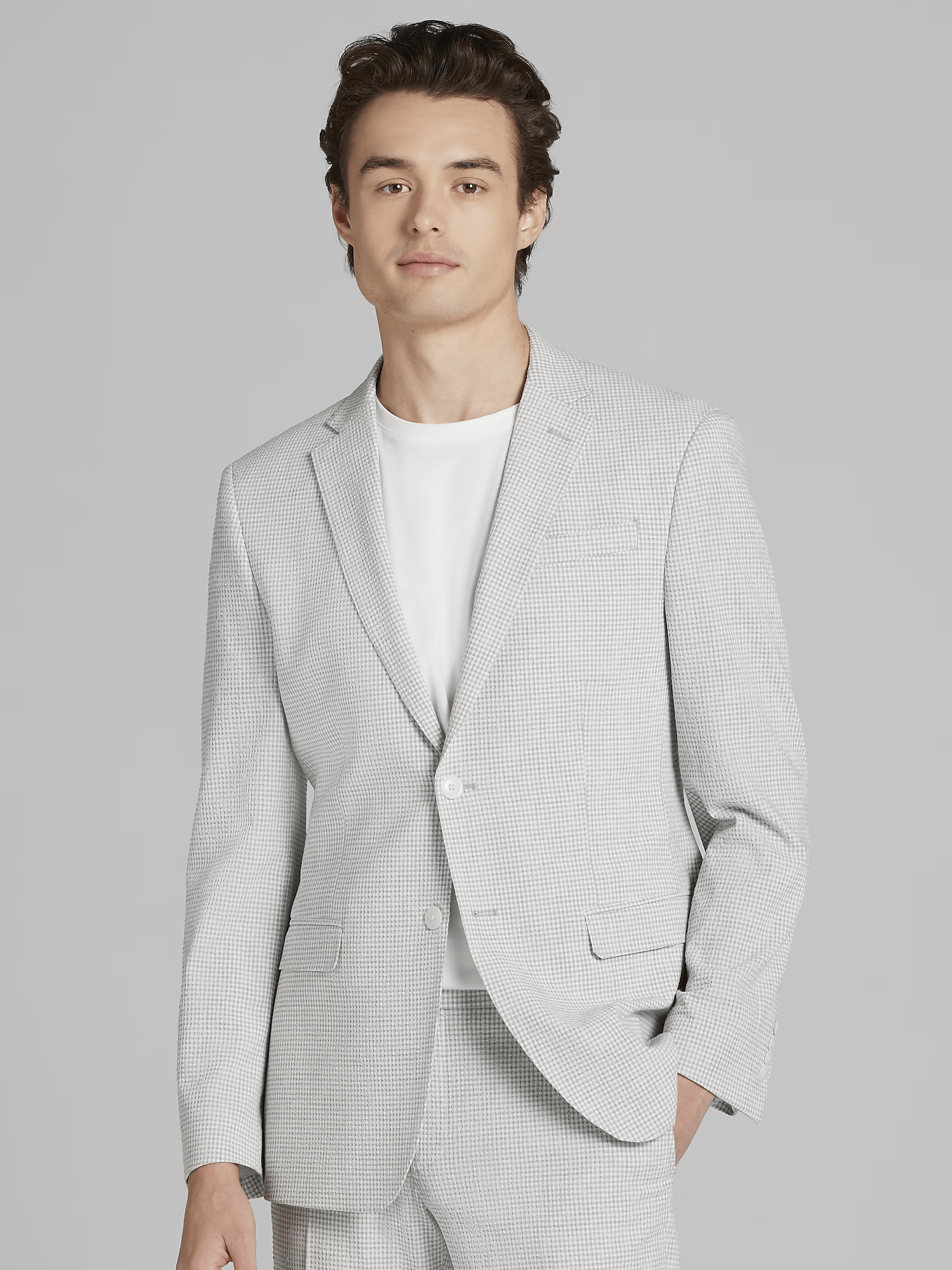 ceehuteey Men's 2 Pieces Fashion Houndstooth Notch Lapel Suit (Blazer+Pants)