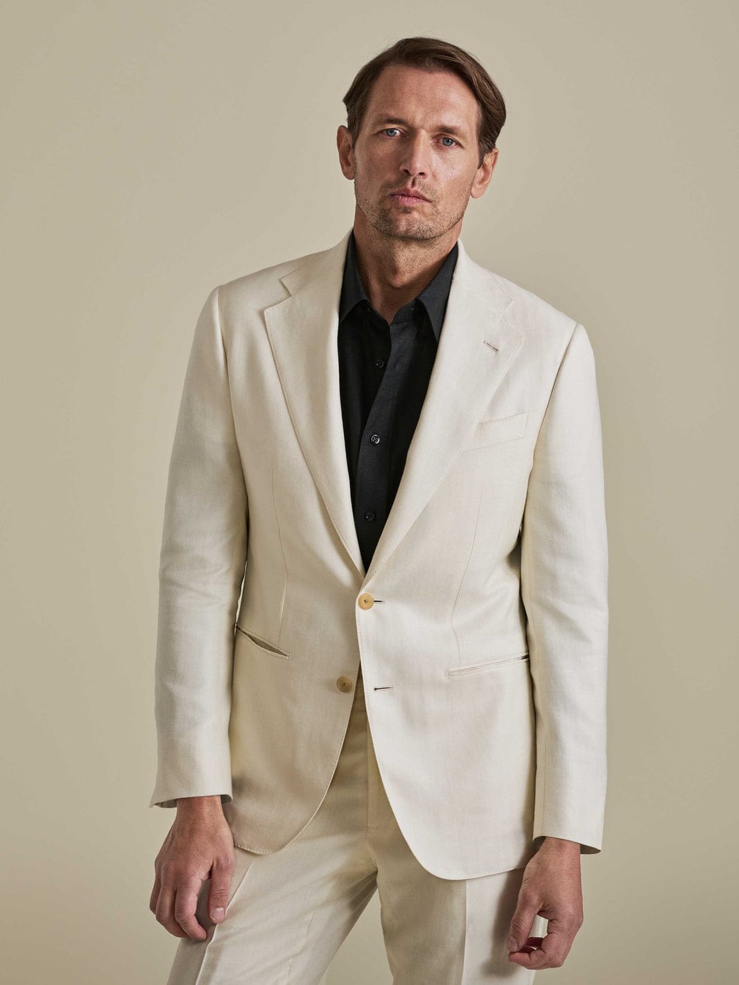 ceehuteey Men's 2 Pieces Fashion Linen Notch Lapel Mens Suit (Blazer+Pants)
