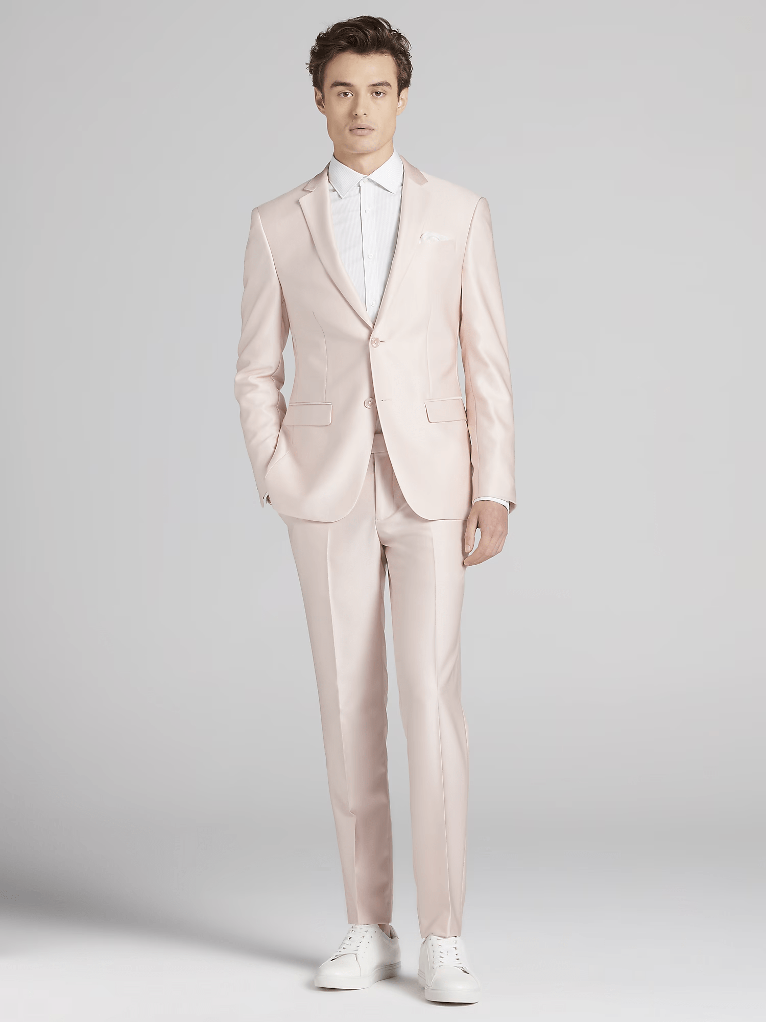 ceehuteey Men's 2 Pieces Formal Notch Lapel Silk Fashion shiny suit (Blazer+Pants)