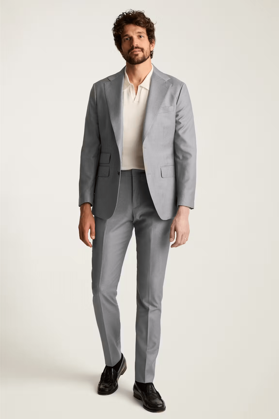 ceehuteey Men's 2 Pieces Grey Casual Fashion Notch Lapel Multiple Occasions Suit (Blazer+Pants)