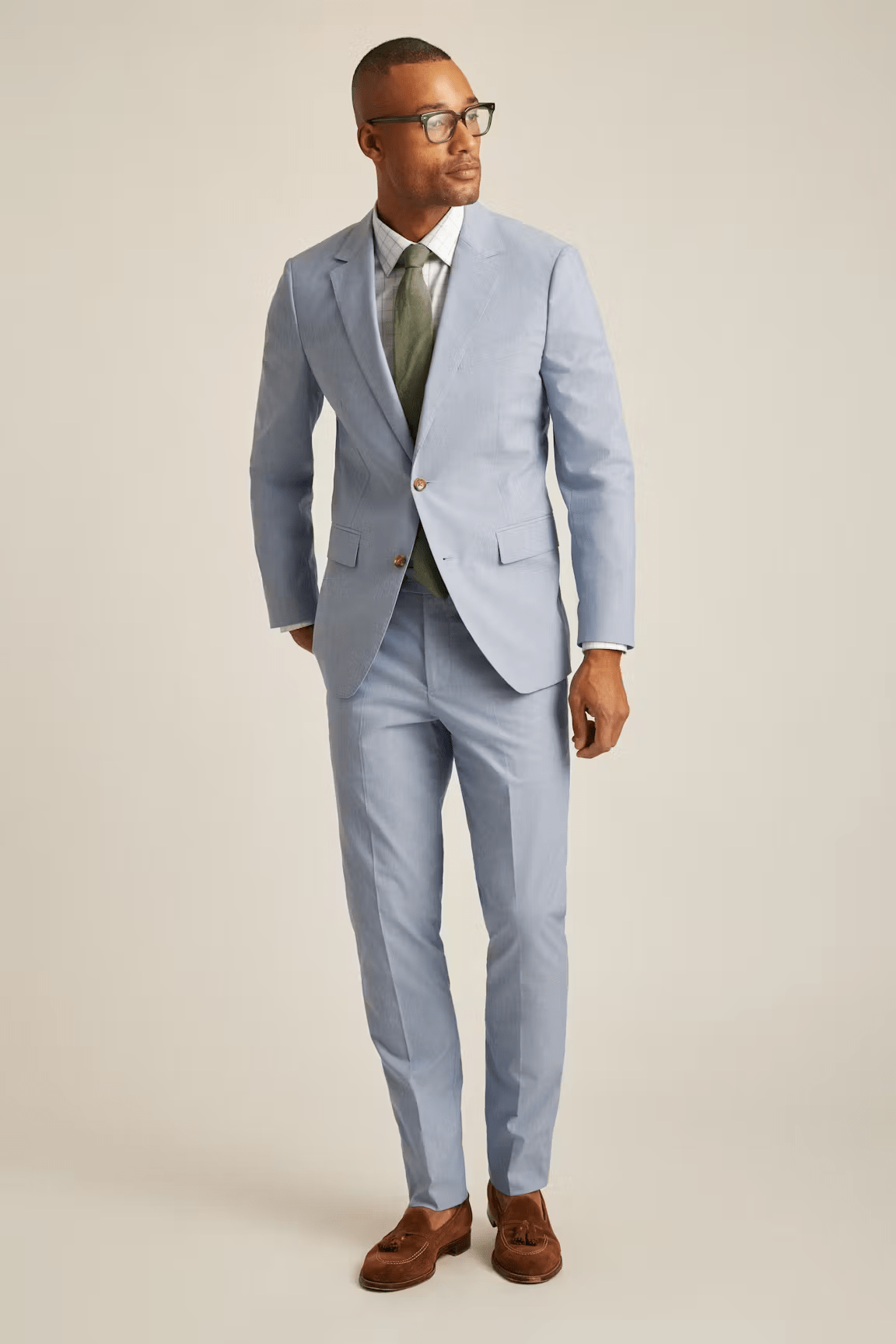ceehuteey Men's 2 Pieces Iight Blue Casual Fashion Notch Lapel Multiple Occasions Suit (Blazer+Pants)