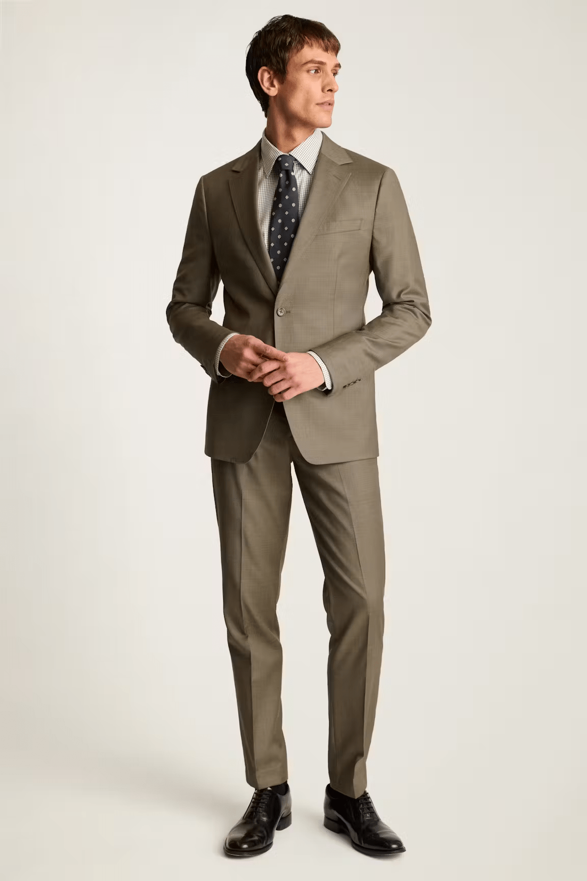 ceehuteey Men's 2 Pieces Linen Cotton Green Business Notch Lapel Suit (Blazer+Pants)