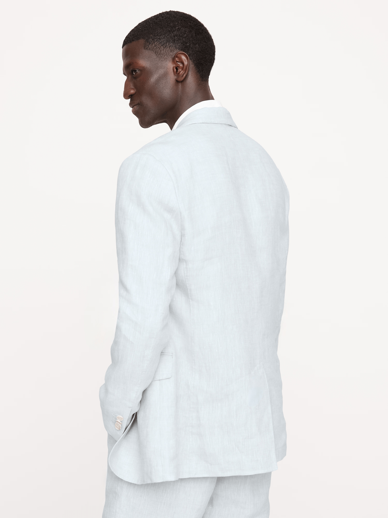 ceehuteey Men's 2 Pieces Linen Cotton stylish Light Blue Notch Lapel Summer Leisure Suit (Blazer+Pants)