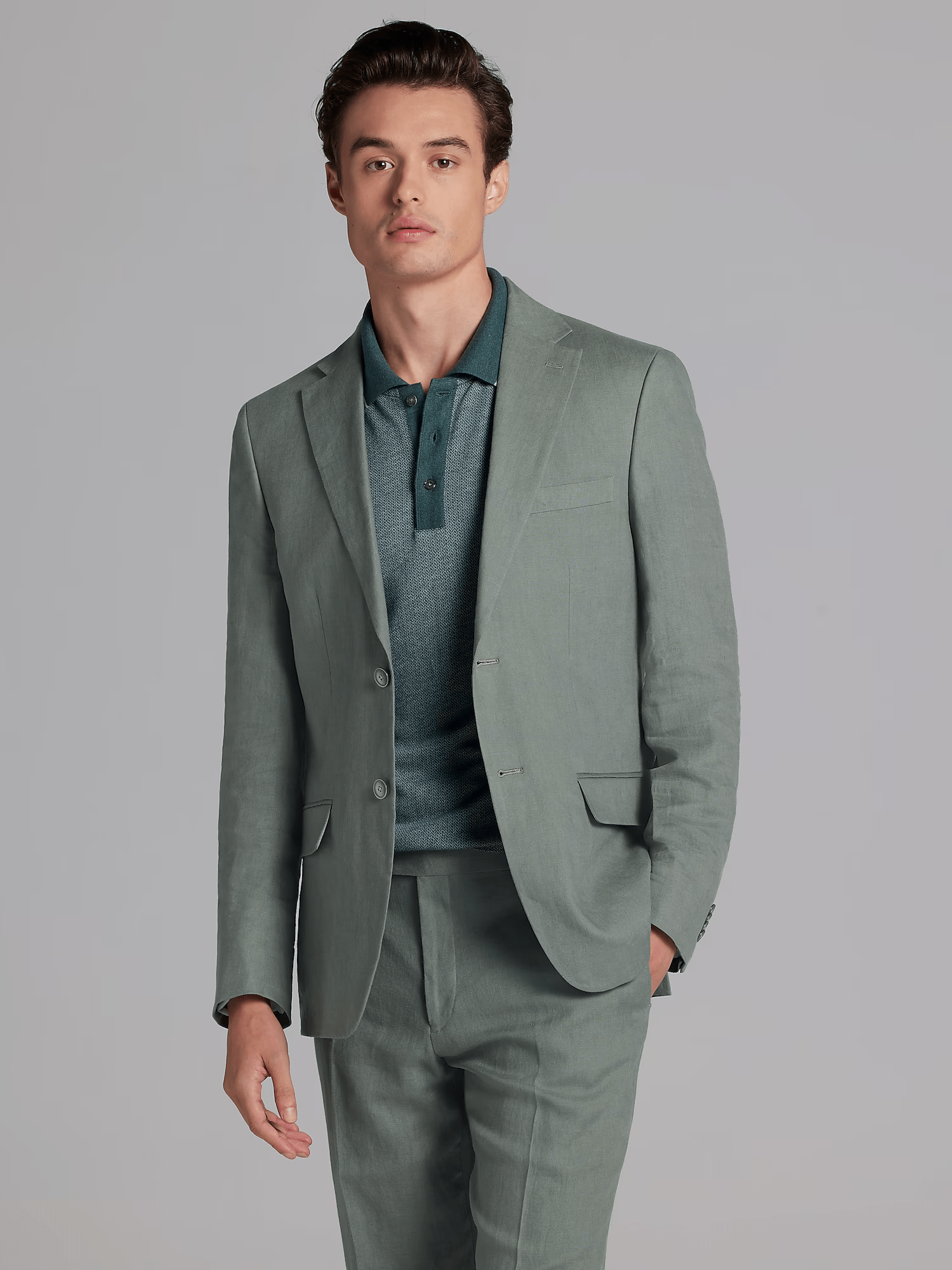 ceehuteey Men's 2 Pieces Linen Notch Lapel Casual Fashion Mens Suit (Blazer+Pants)