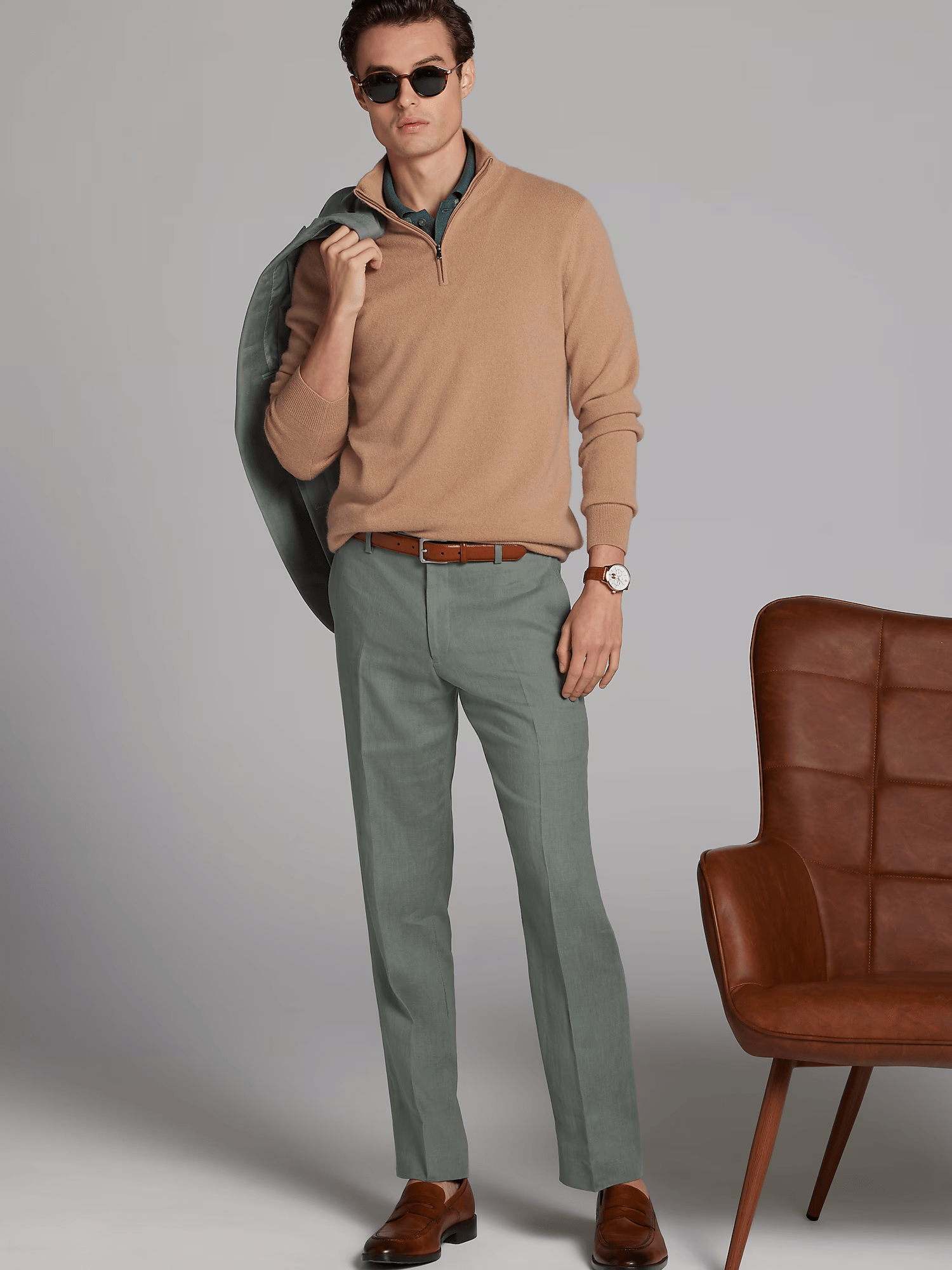 ceehuteey Men's 2 Pieces Linen Notch Lapel Casual Fashion Mens Suit (Blazer+Pants)