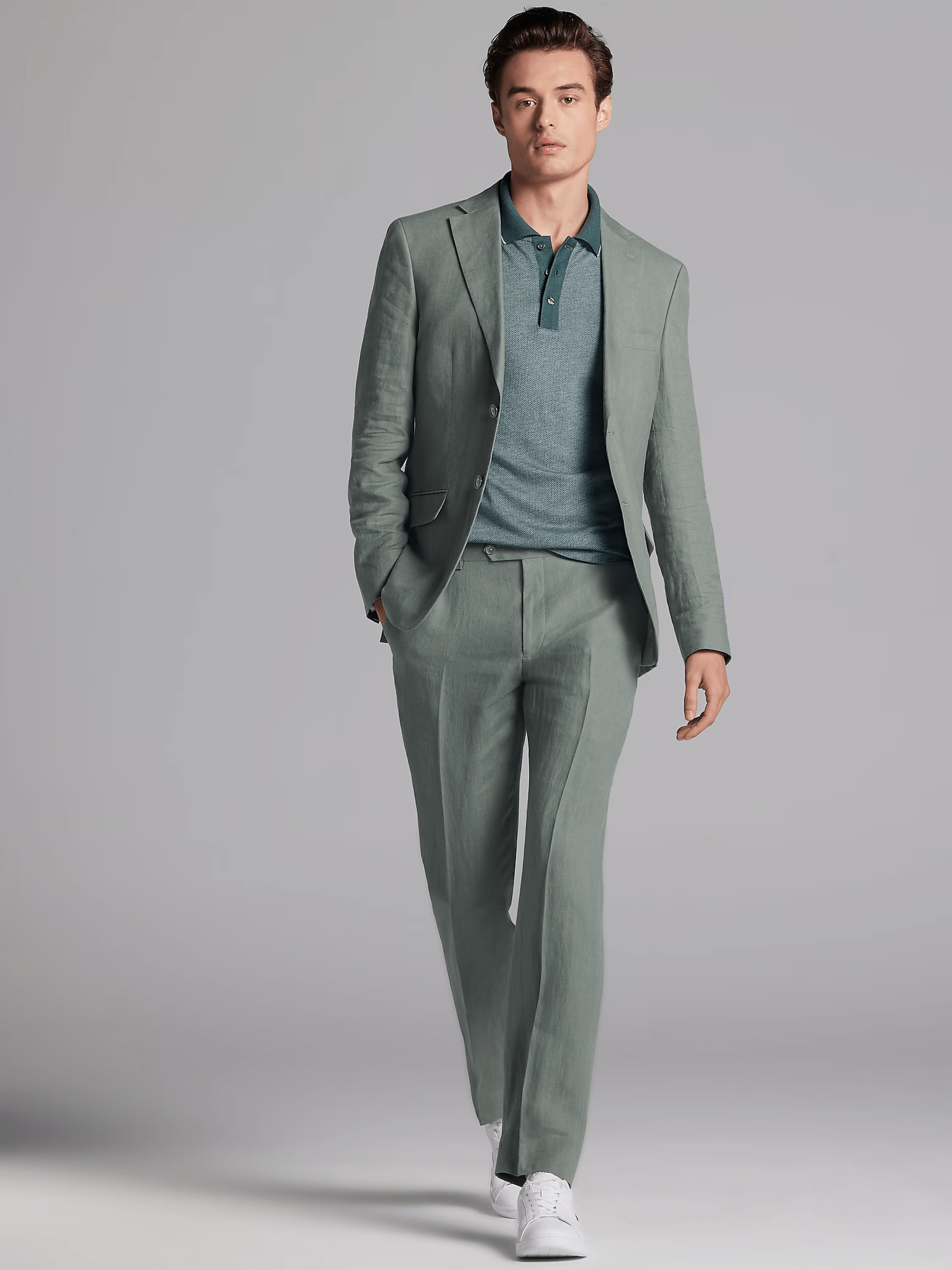 ceehuteey Men's 2 Pieces Linen Notch Lapel Casual Fashion Mens Suit (Blazer+Pants)
