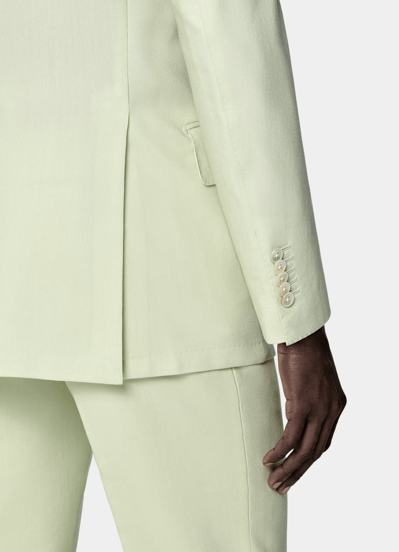 ceehuteey Men's 2 Pieces Linen Notch Lapel Double Breasted Light Green Fashion Casual Tailored Fit Suit (Blazer+Pants)