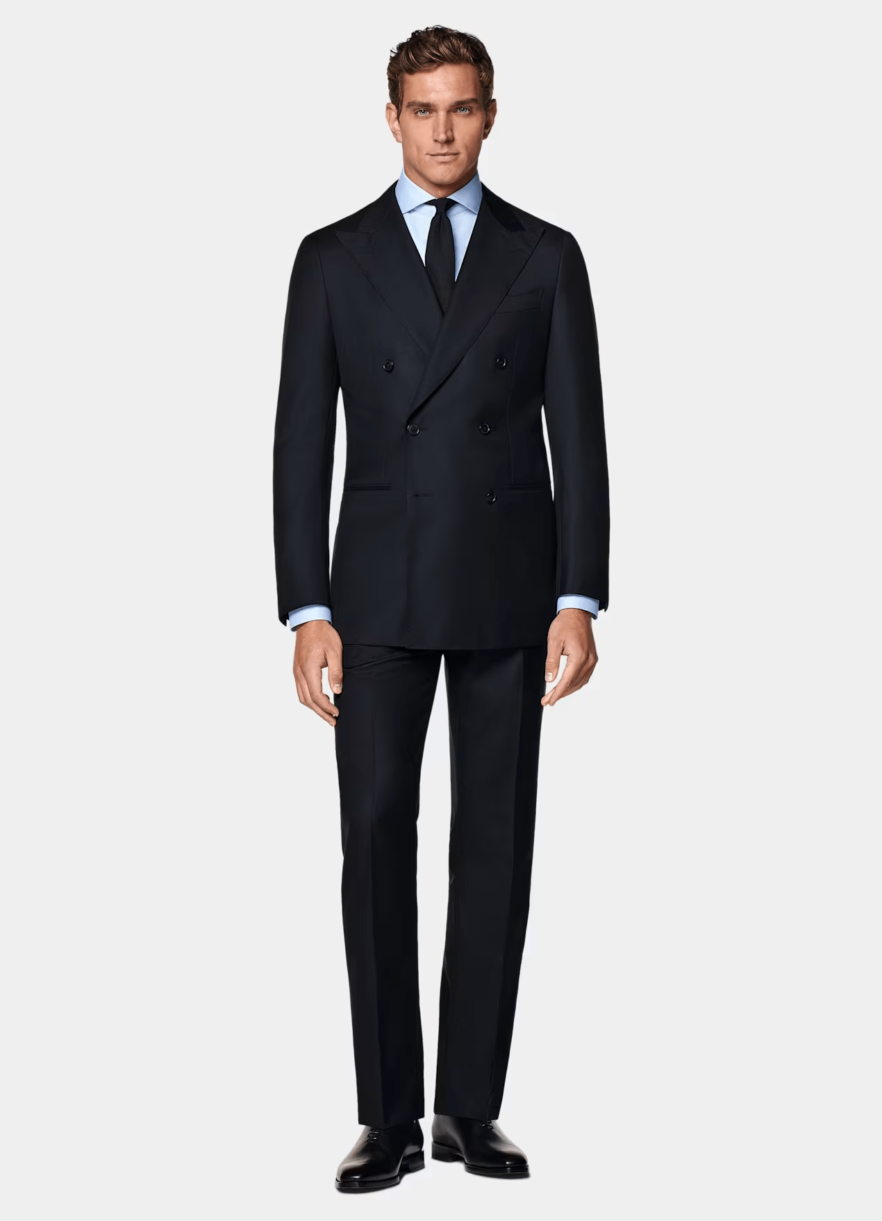 ceehuteey Men's 2 Pieces Navy Double Breasted Notch Lapel Fashion Leisure Suit (Blazer+Pants)