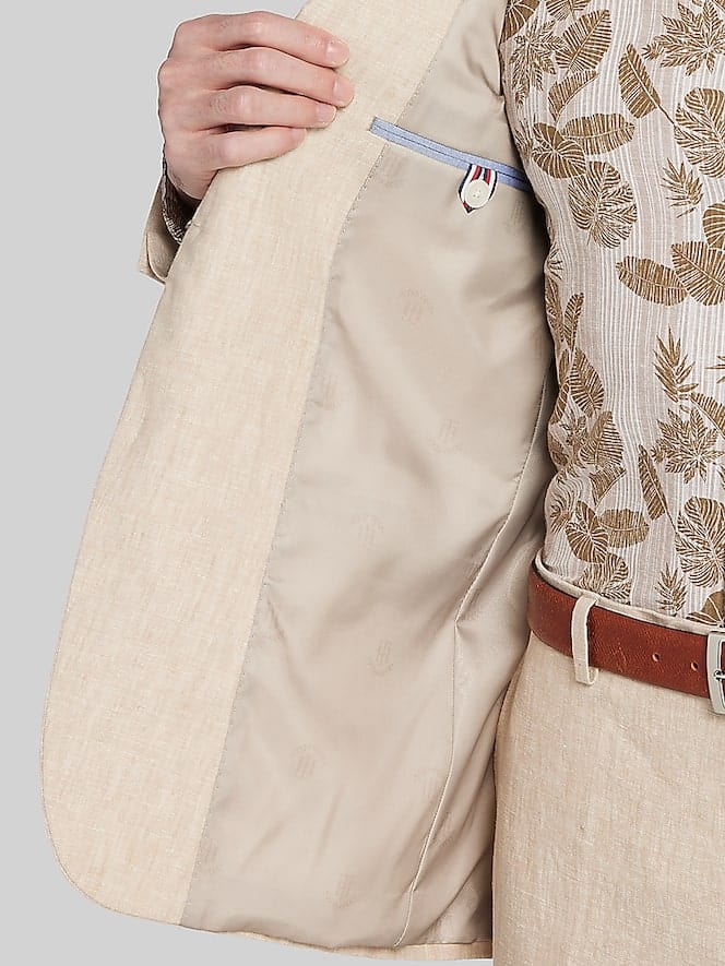 ceehuteey Men's 2 Pieces Notch Lapel Linen Cotton Leisure Mens Suit (Blazer+Pants)