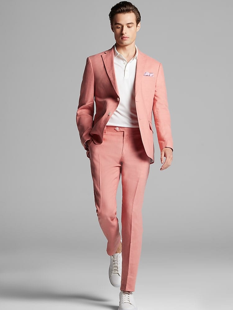 ceehuteey Men's 2 Pieces Notch Lapel Linen Cotton Leisure Mens Suit (Blazer+Pants)