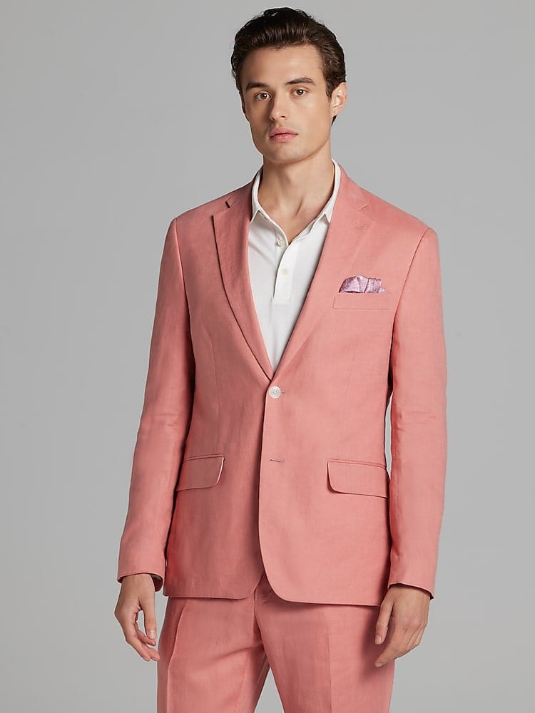 ceehuteey Men's 2 Pieces Notch Lapel Linen Cotton Leisure Mens Suit (Blazer+Pants)