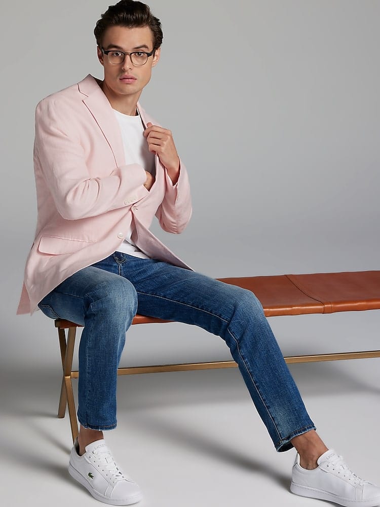 ceehuteey Men's 2 Pieces Notch Lapel Linen Cotton Leisure Mens Suit (Blazer+Pants)