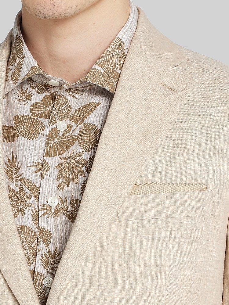 ceehuteey Men's 2 Pieces Notch Lapel Linen Cotton Leisure Mens Suit (Blazer+Pants)