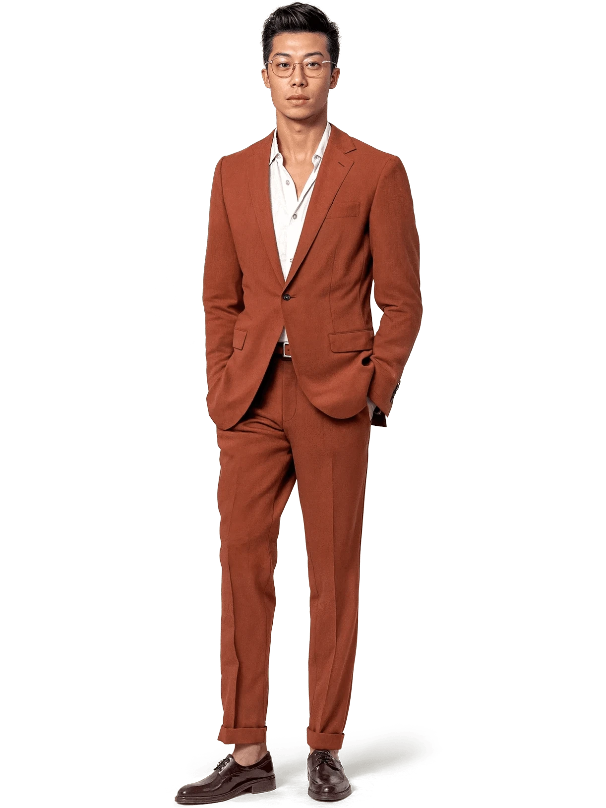 ceehuteey Men's 2 Pieces Notch Lapel Linen Fashion Mens Suit (Blazer+Pants)