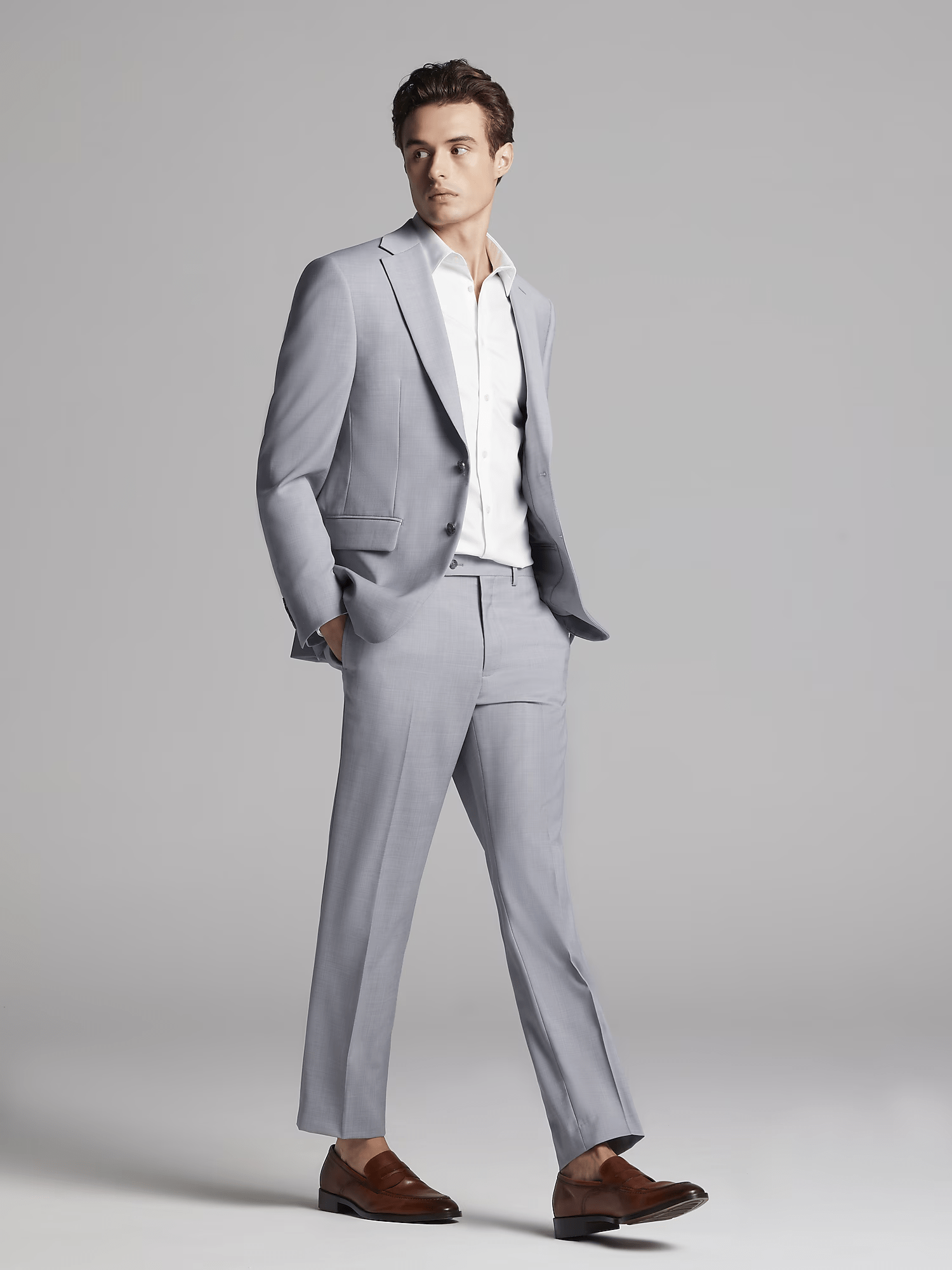 ceehuteey Men's 2 Pieces  Notch Lapel Linen Slim Fit Business Formal Suit