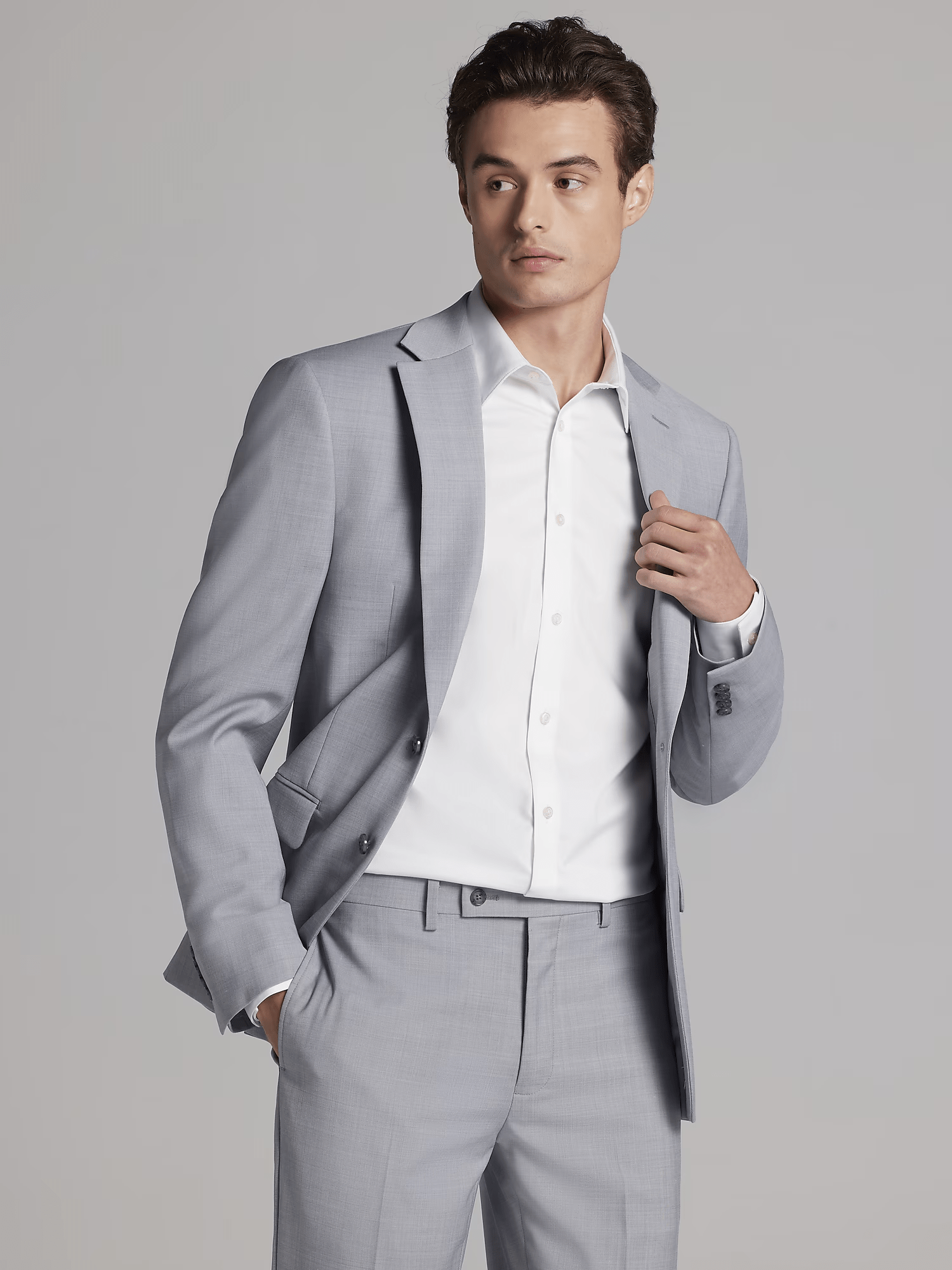 ceehuteey Men's 2 Pieces  Notch Lapel Linen Slim Fit Business Formal Suit