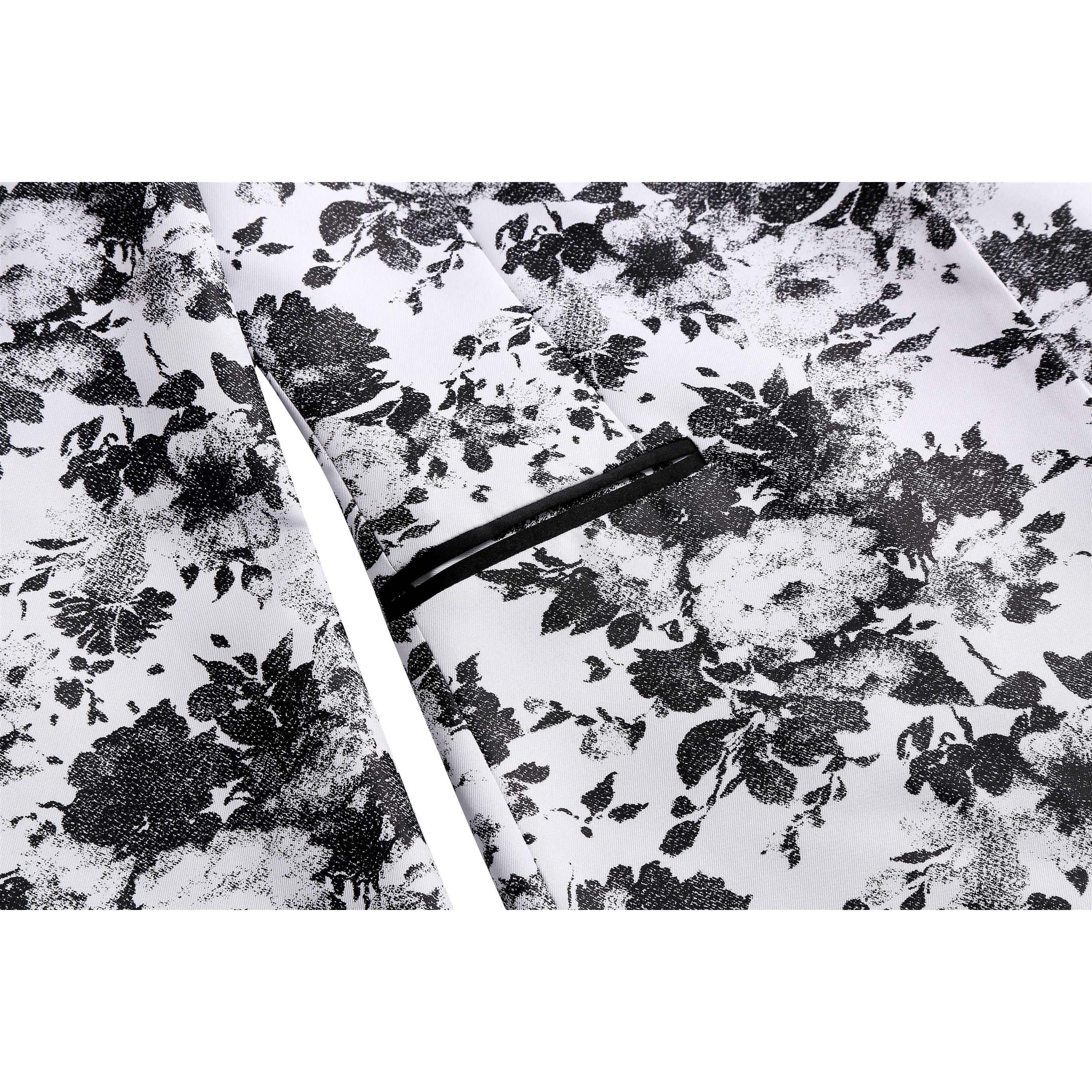 ceehuteey Men's 2 Pieces Patterned Fashion Peak Lapel Floral Tuxedos And Wedding(Blazer+Pants)