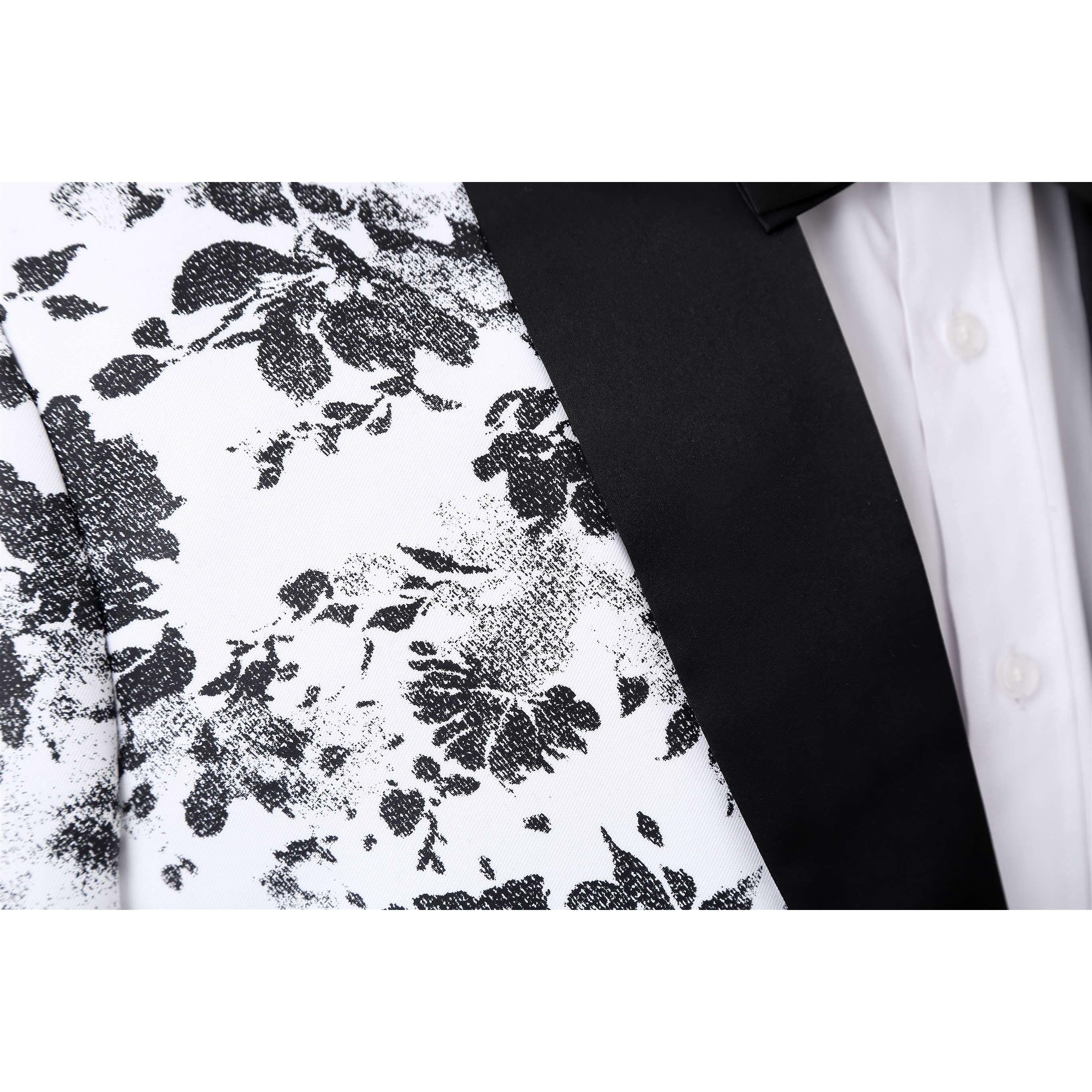 ceehuteey Men's 2 Pieces Patterned Fashion Peak Lapel Floral Tuxedos And Wedding(Blazer+Pants)