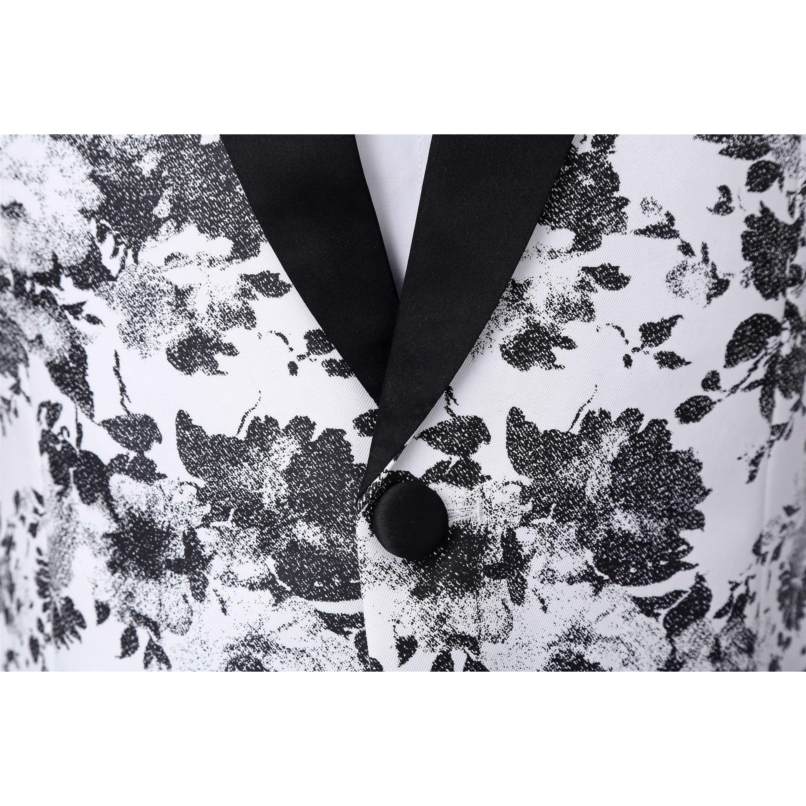 ceehuteey Men's 2 Pieces Patterned Fashion Peak Lapel Floral Tuxedos And Wedding(Blazer+Pants)