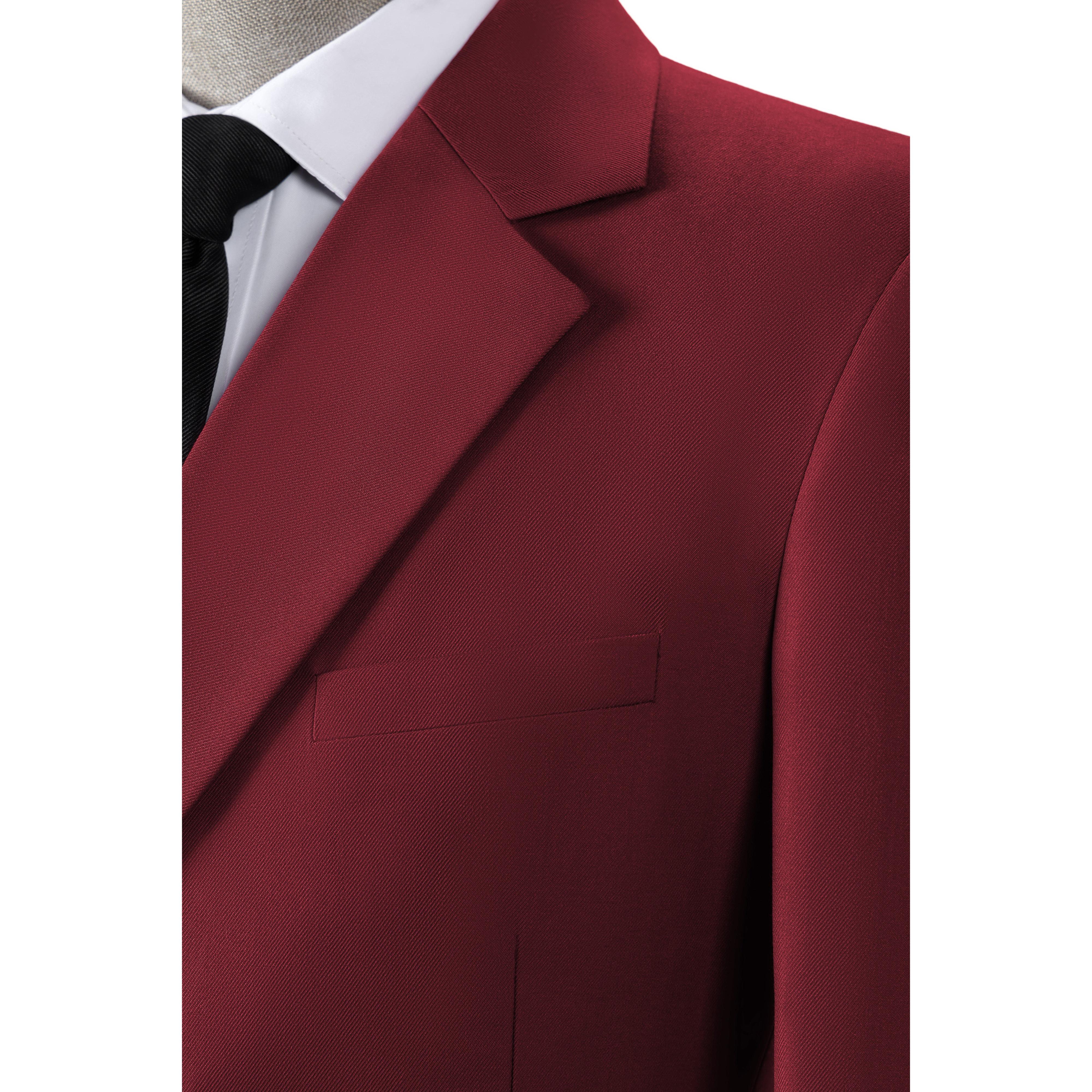 ceehuteey Men's 2 Pieces Red Fashion Notch Lapel Sunshine Formal Suit (Blazer+Pants)