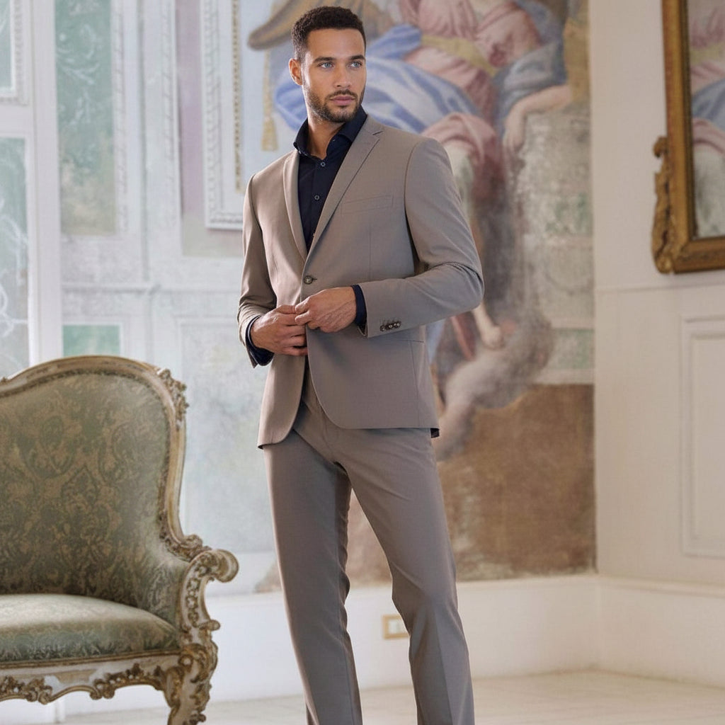 ceehuteey Men's 2 Pieces Single Breasted Peak lapel Multiple occasions Mens Suit (Blazer+Pants)
