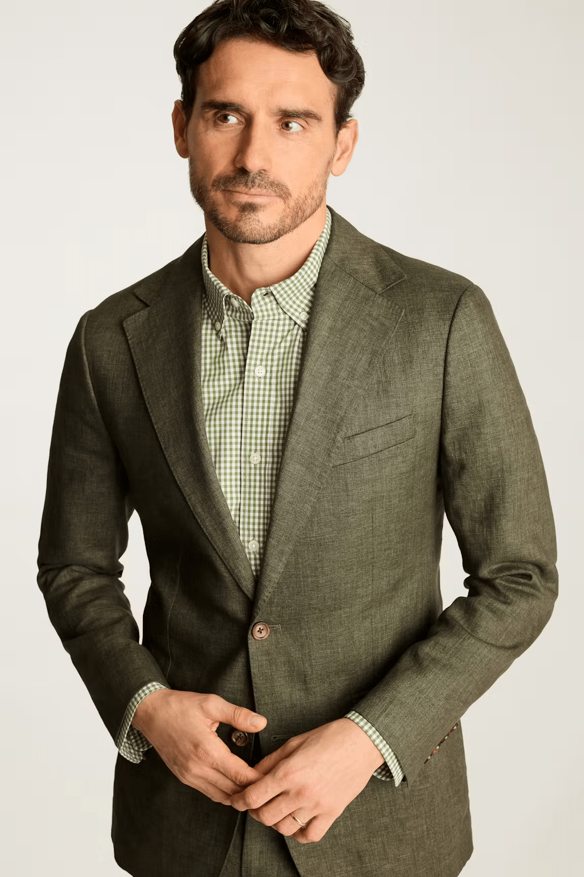 ceehuteey Men's 2 Pieces Summer Linen Cotton Dark Green Leisure Notch Lapel Suit (Blazer+Pants)