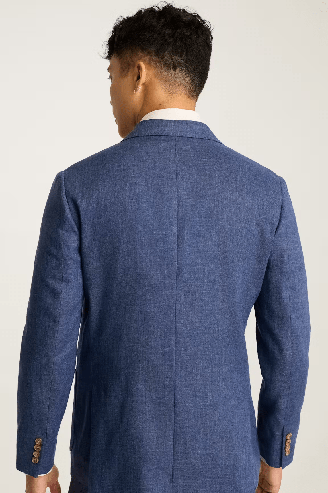 ceehuteey Men's 2 Pieces Summer Linen Double Breasted Cotton Navy Leisure Peak lapel Suit (Blazer+Pants)