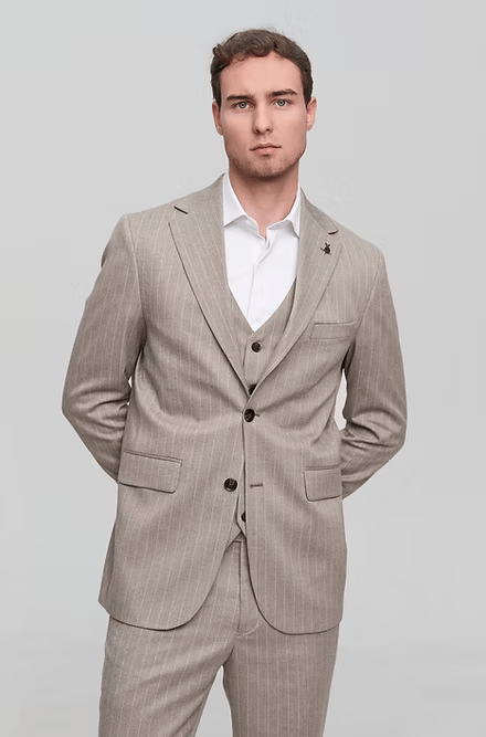 ceehuteey Men's 2 Pieces vertical striped stylish Fashion multi-scene suit (Blazer+Pants)