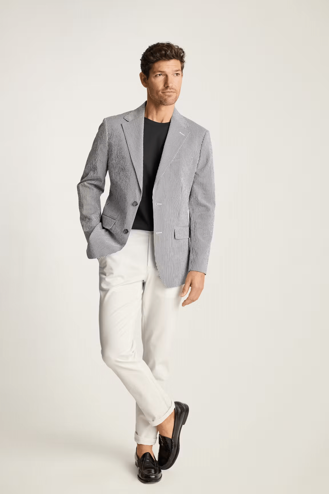 ceehuteey Men's 2 Pieces vertical striped stylish Fashion multi-scene suit (Blazer+Pants)
