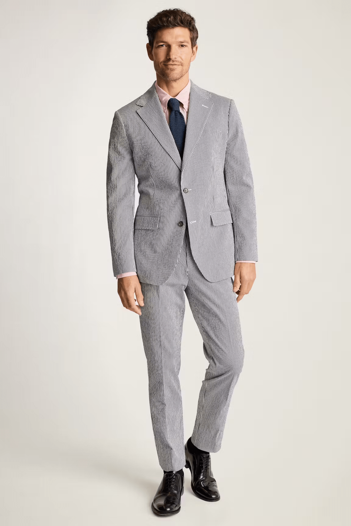 ceehuteey Men's 2 Pieces vertical striped stylish Fashion multi-scene suit (Blazer+Pants)
