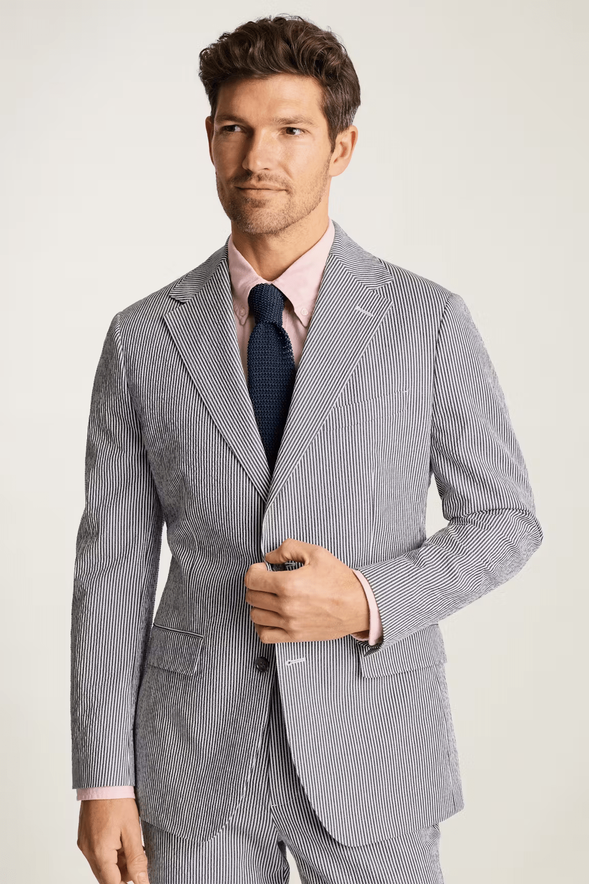 ceehuteey Men's 2 Pieces vertical striped stylish Fashion multi-scene suit (Blazer+Pants)
