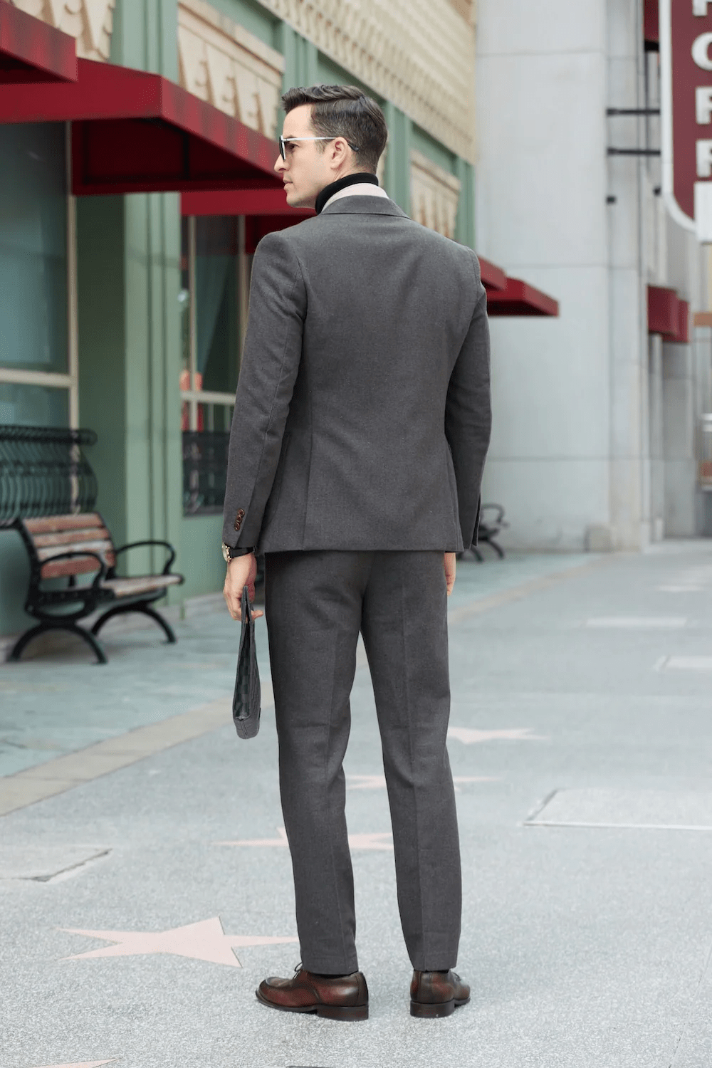 ceehuteey Men's 2 Pieces Vintage Tweed Herringbone Notch Lapel Suit (Blazer+Pants)