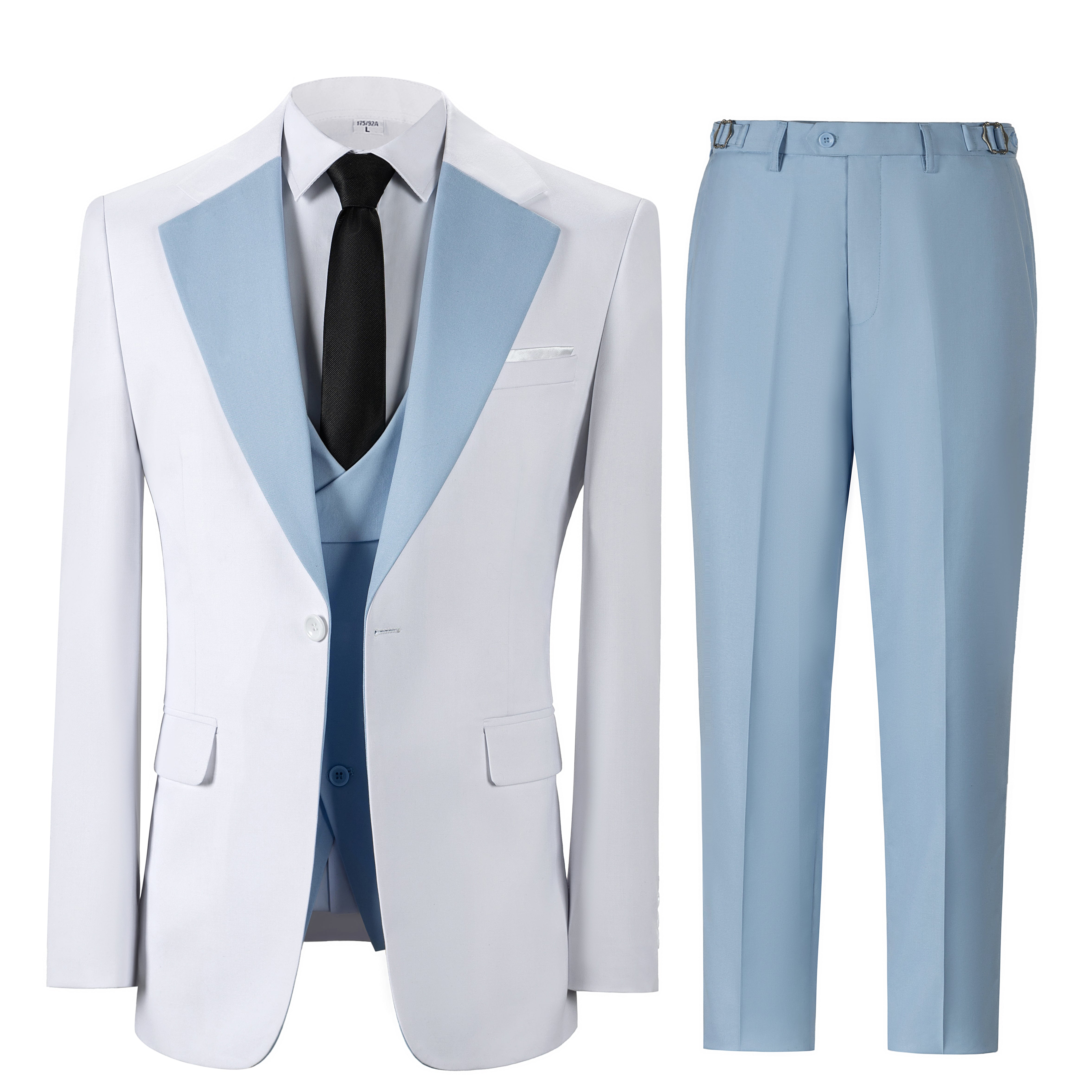 ceehuteey Men's 3 Piece Suits Slim Fit Notch Lapel Western Tuxedos (White Blazer+Vest+ Pant)