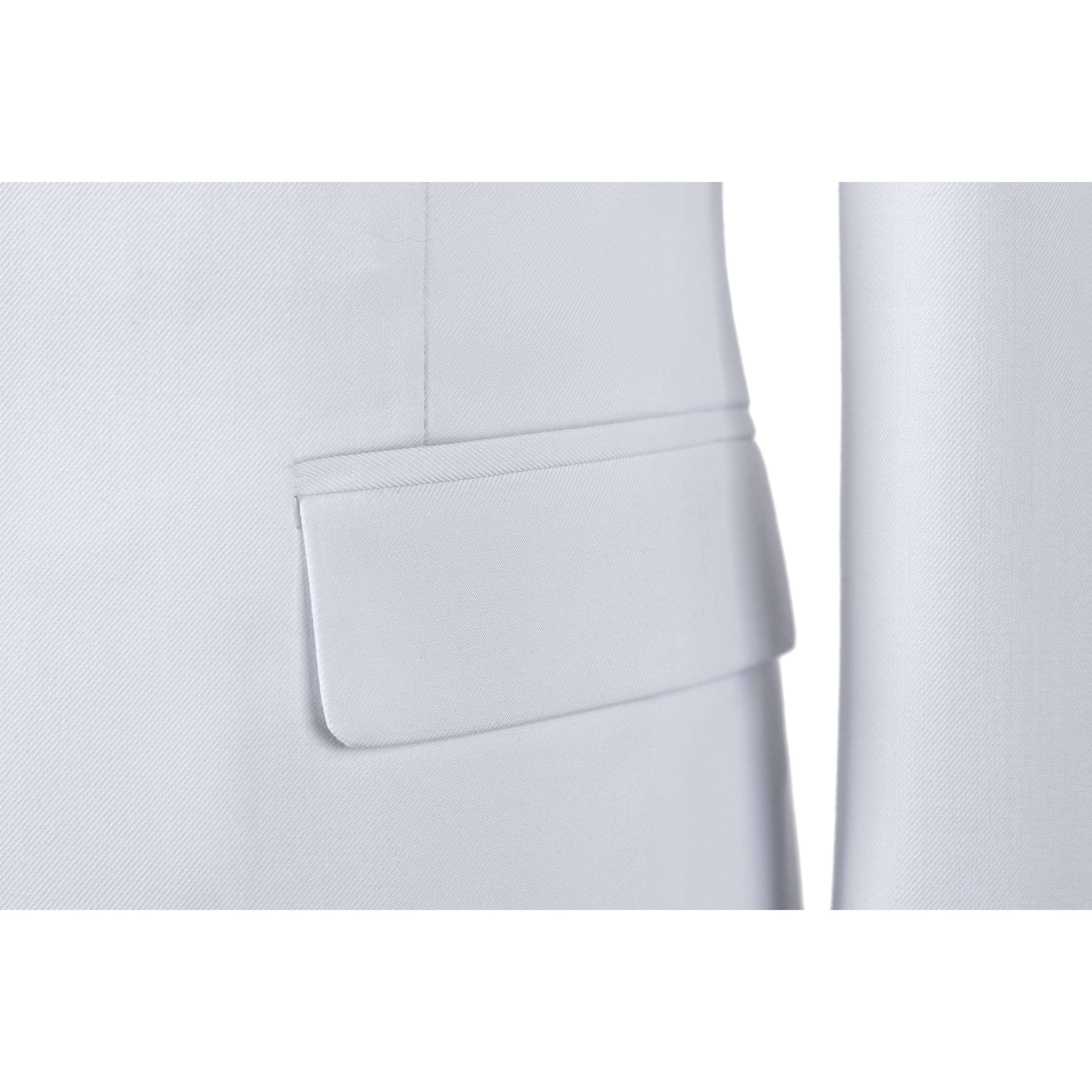 ceehuteey Men's 3 Piece Suits Slim Fit Notch Lapel Western Tuxedos (White Blazer+Vest+ Pant)