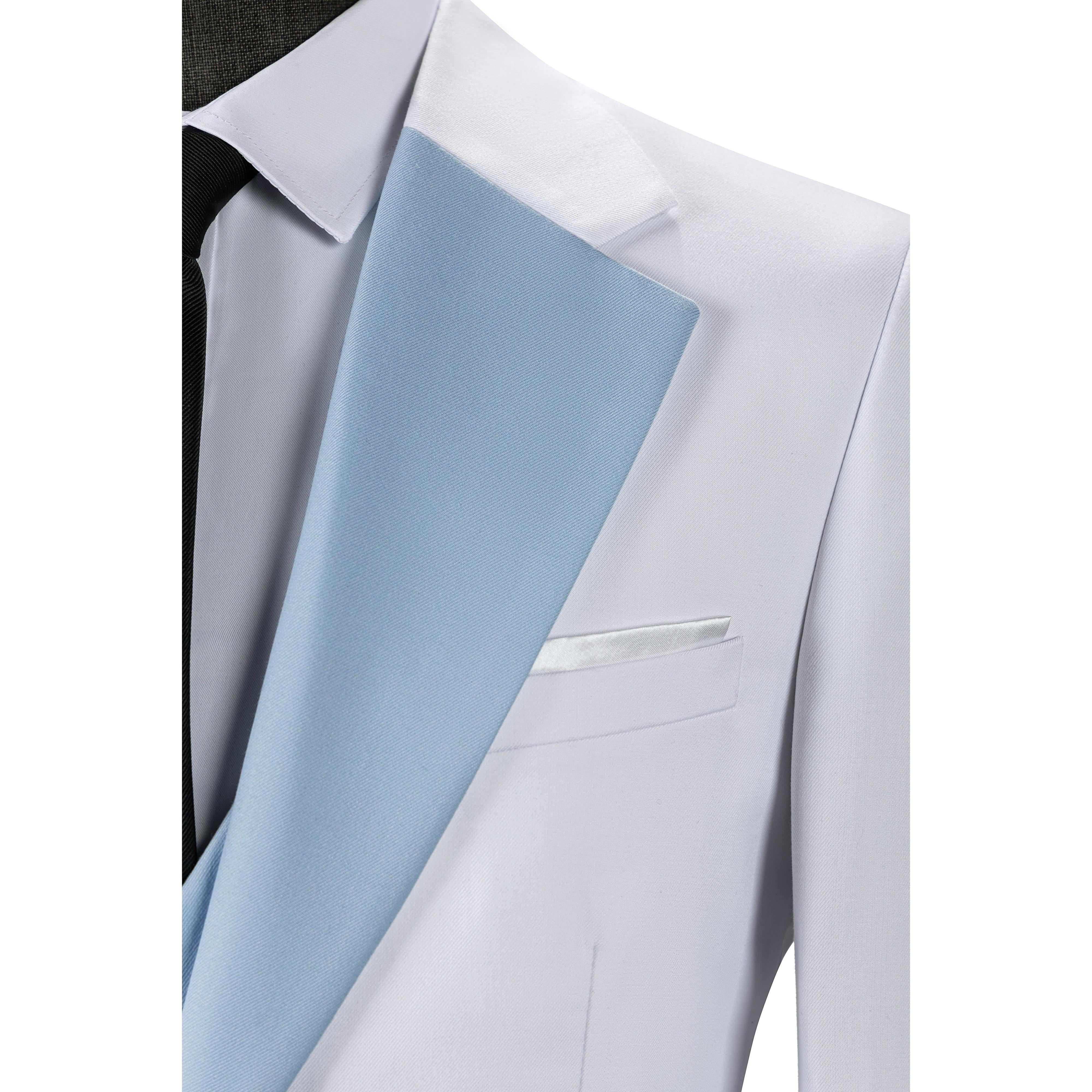 ceehuteey Men's 3 Piece Suits Slim Fit Notch Lapel Western Tuxedos (White Blazer+Vest+ Pant)