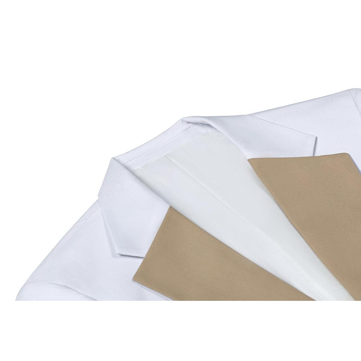 ceehuteey Men's 3 Piece Suits Slim Fit Notch Lapel Western Tuxedos (White Blazer+Vest+ Pant)