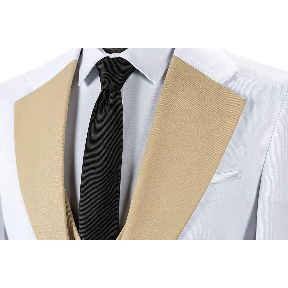 ceehuteey Men's 3 Piece Suits Slim Fit Notch Lapel Western Tuxedos (White Blazer+Vest+ Pant)