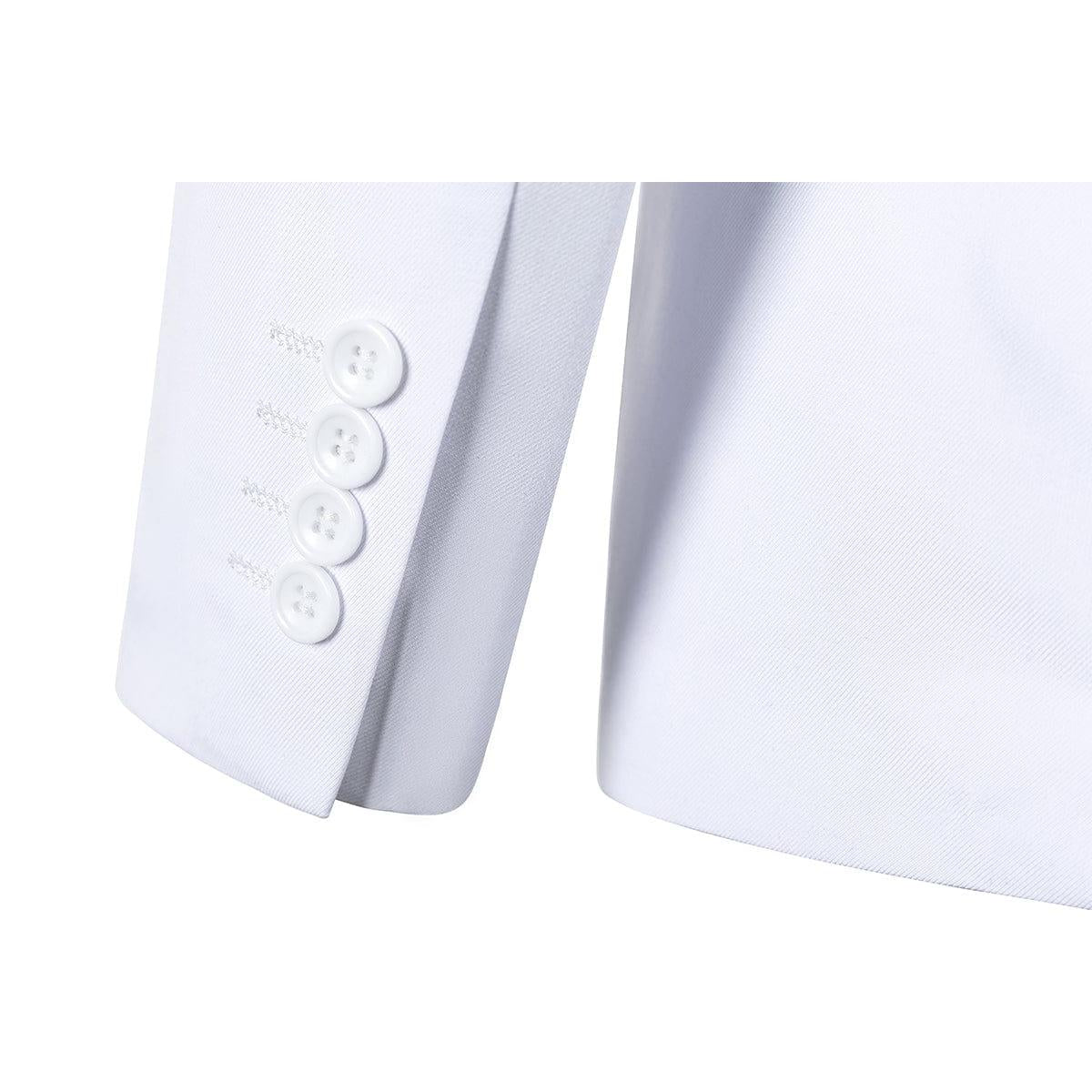 ceehuteey Men's 3 Piece Suits Slim Fit Notch Lapel Western Tuxedos (White Blazer+Vest+ Pant)