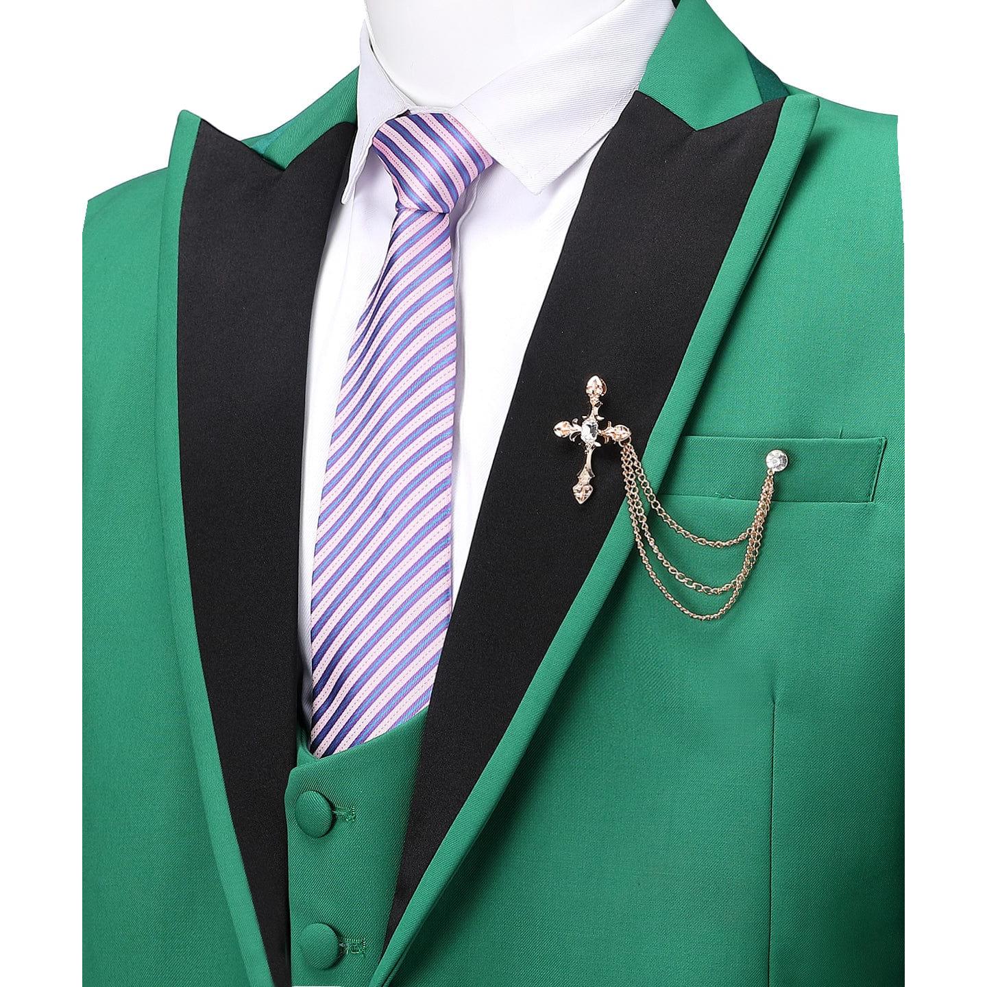 ceehuteey Men's 3 Piece Suits Slim Fit One Button Blazer Vest Pant Wedding