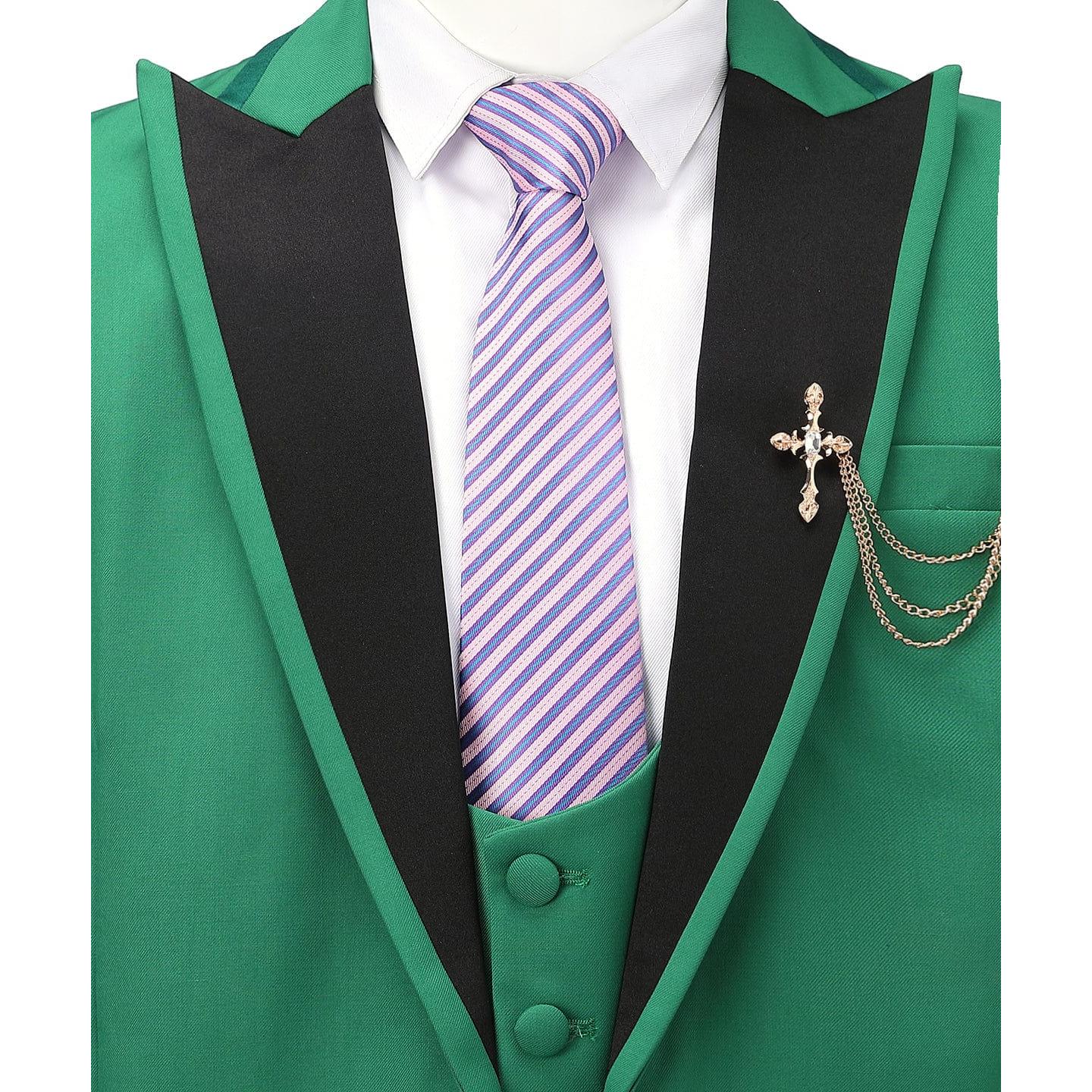 ceehuteey Men's 3 Piece Suits Slim Fit One Button Blazer Vest Pant Wedding