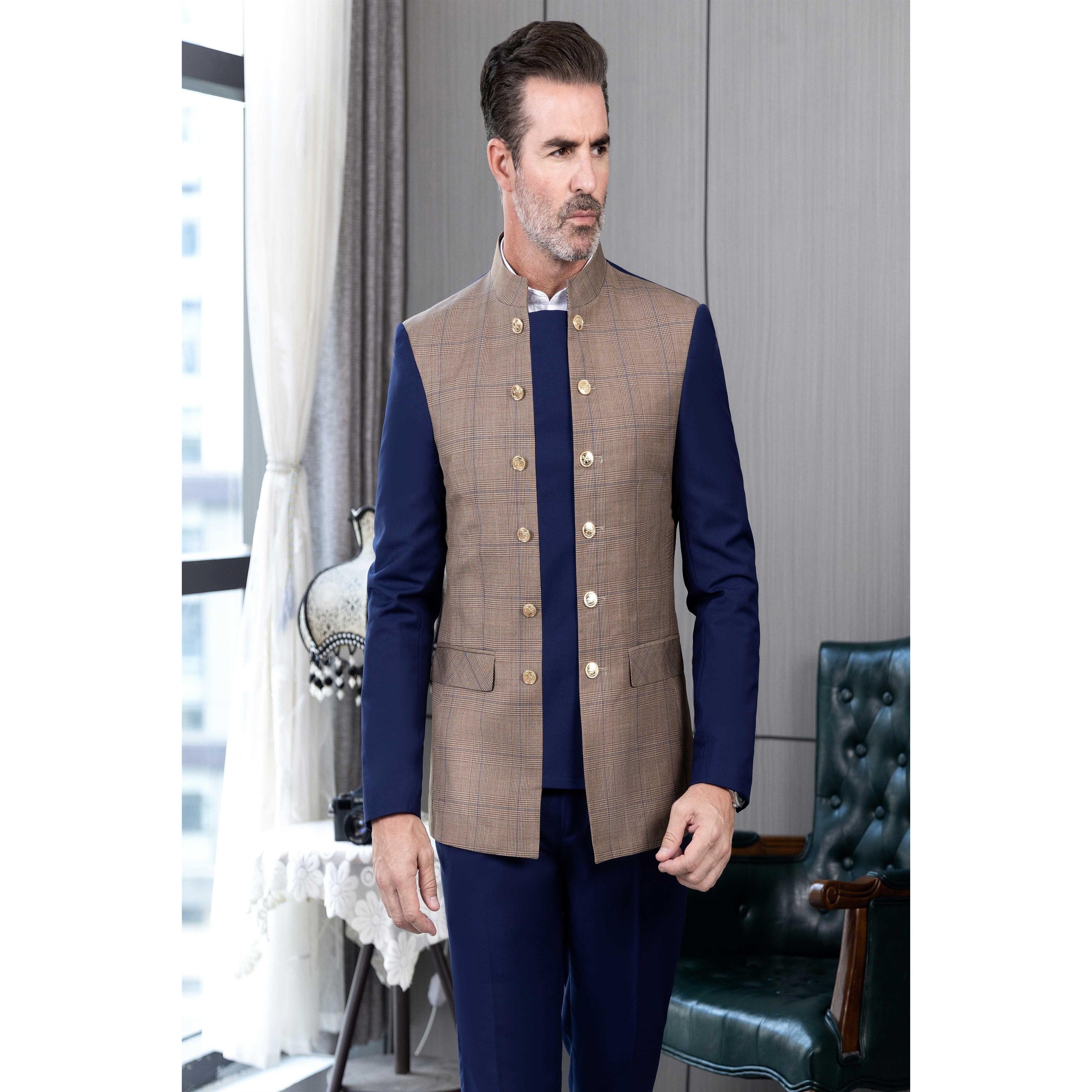 ceehuteey Men's 3 Pieces Chinese Classic Design Suits(Blazer+vest+Pants)