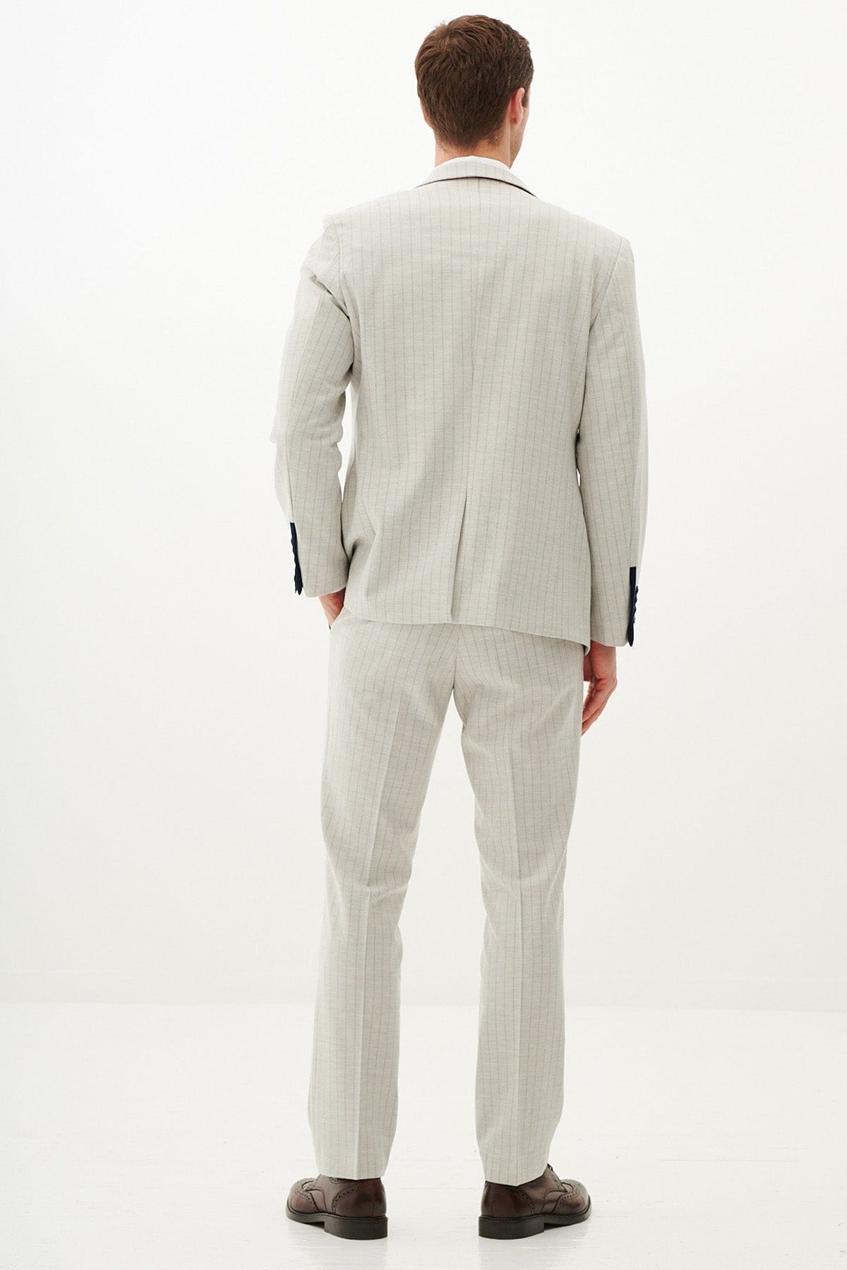 ceehuteey Men's 3 Pieces Fashion Formal vertical striped stylish multi-scene suit (Blazer+vest+Pants)