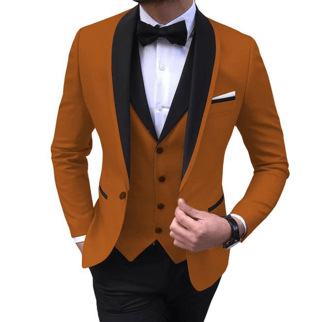 ceehuteey Men's 3 Pieces Fashion Shawl Lapel Tuxedos For Wedding Groomsmen(Blazer+vest+Pants)