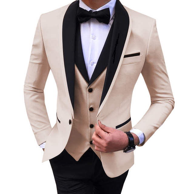 ceehuteey Men's 3 Pieces Fashion Shawl Lapel Tuxedos For Wedding Groomsmen(Blazer+vest+Pants)