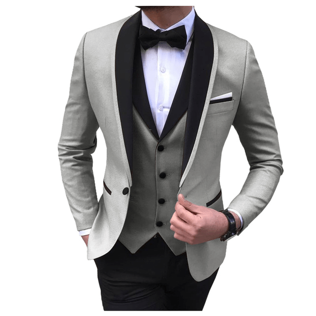 ceehuteey Men's 3 Pieces Fashion Shawl Lapel Tuxedos For Wedding Groomsmen(Blazer+vest+Pants)
