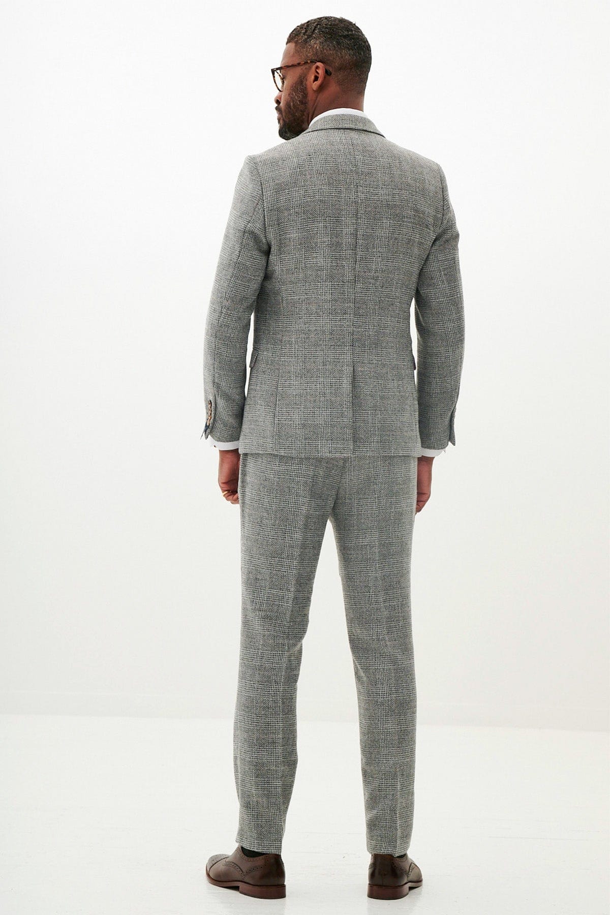 ceehuteey Men's 3 Pieces Herringbone Plaid Fashion Business Notch Lapel Mens Suit (Blazer+vest+Pants)
