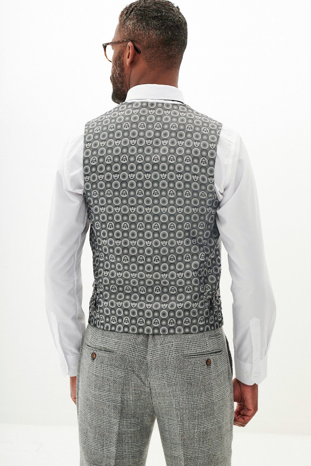 ceehuteey Men's 3 Pieces Herringbone Plaid Fashion Business Notch Lapel Mens Suit (Blazer+vest+Pants)