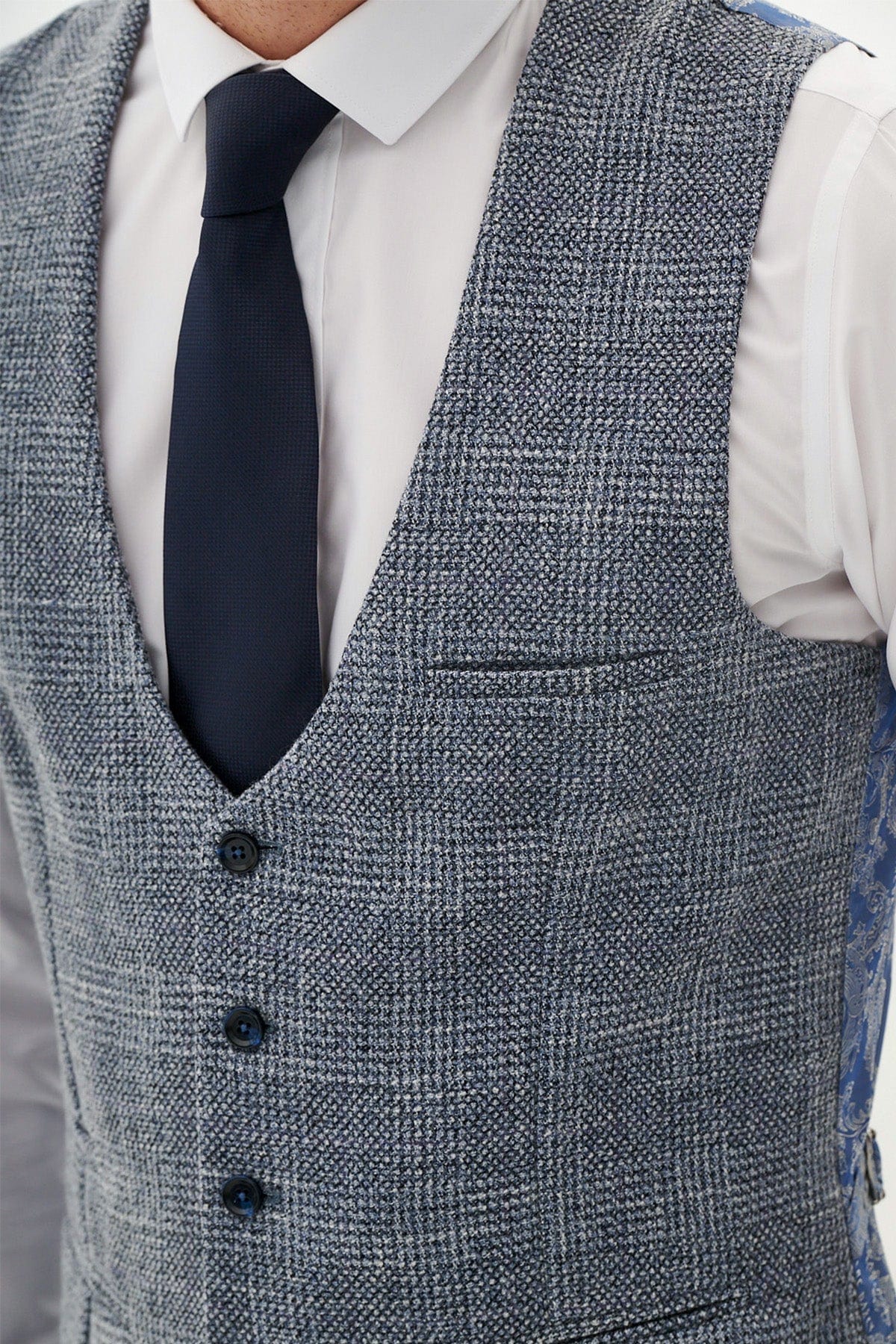 ceehuteey Men's 3 Pieces Herringbone Plaid Fashion Business Notch Lapel Mens Suit (Blazer+vest+Pants)