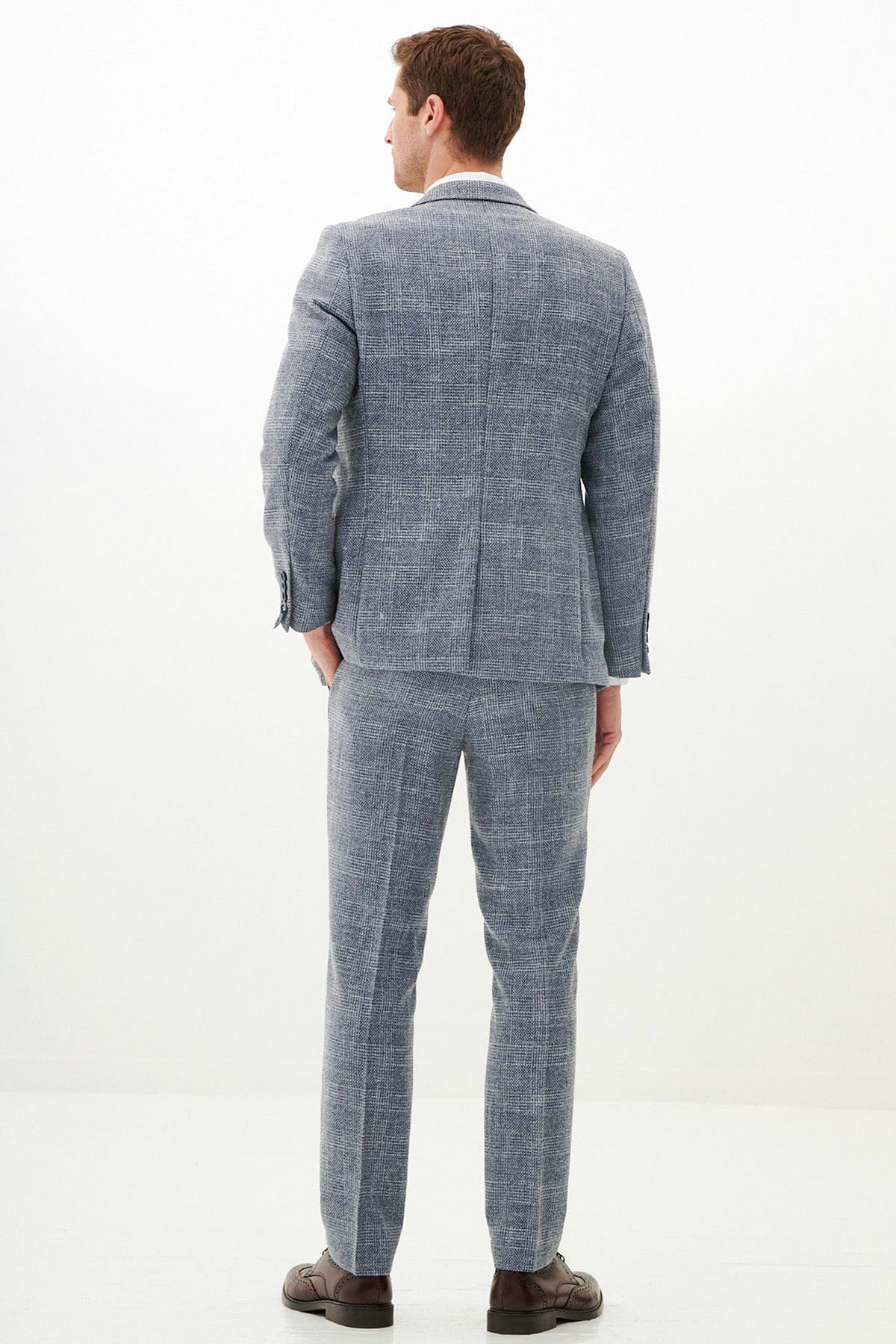 ceehuteey Men's 3 Pieces Herringbone Plaid Fashion Business Notch Lapel Mens Suit (Blazer+vest+Pants)